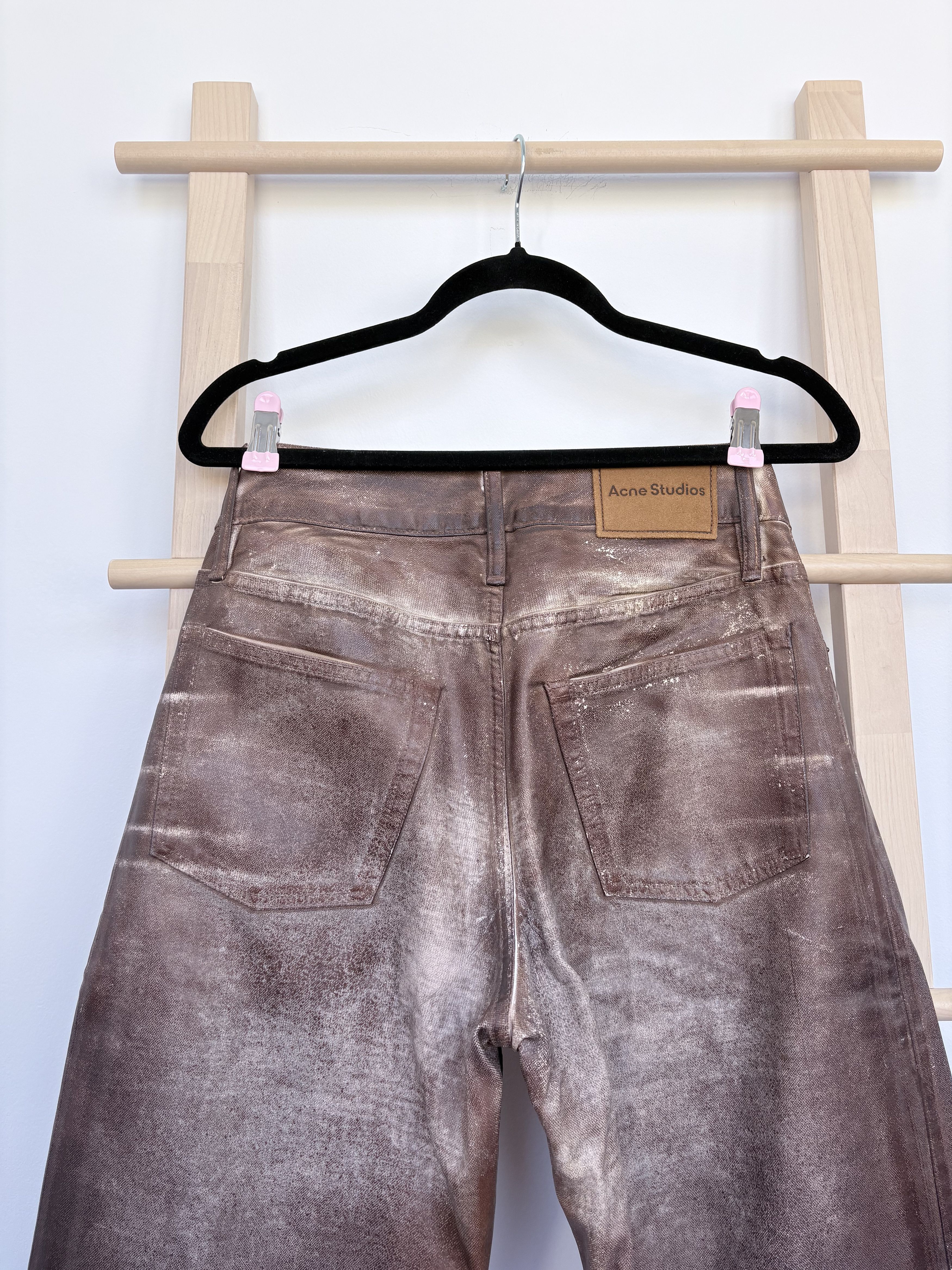 Acne Studios Acne Studios Relaxed Fit Waxed Jeans in Caramel/White (AW23) Size 24" / US 00 / IT 34 - 3 Thumbnail