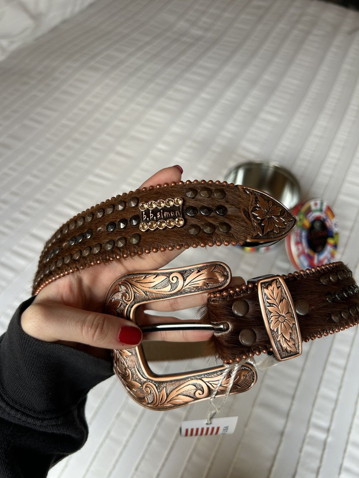 B.B. Simon B.B Simon Brown/Bronze Pony hair belt Size ONE SIZE - 2 Thumbnail