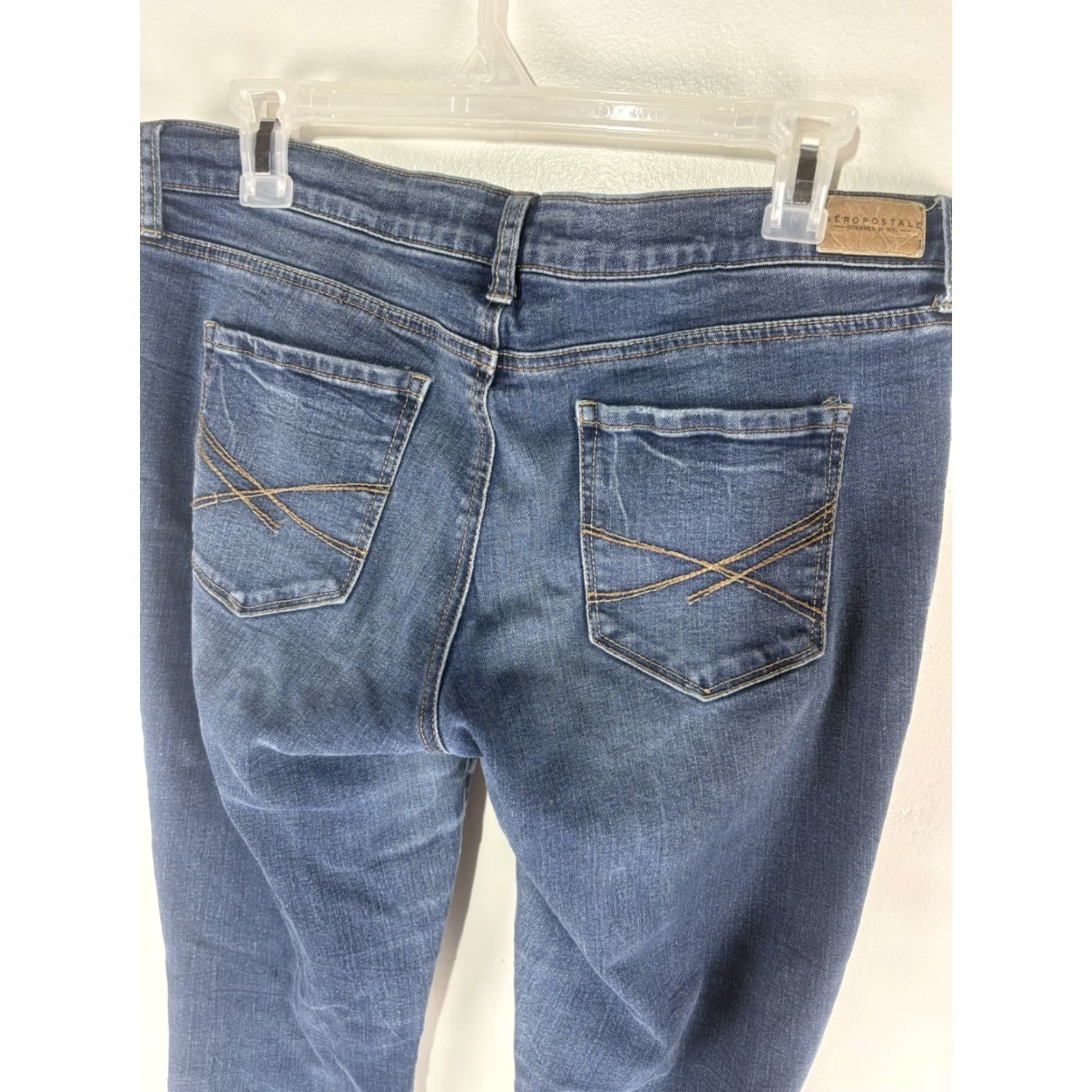 Vintage Aeropostale Skinny Jeans Womens 10Reg Dk Faded Wash W-Whiskers Size 32" / US 10 / IT 46 - 5 Thumbnail