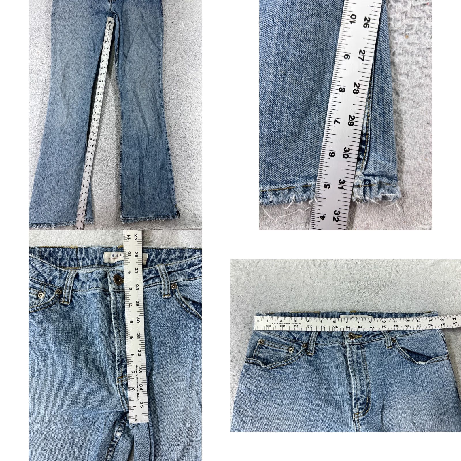 Vintage Maurices Jeans Womens 7 Blue Denim Flared Distressed 5-Pocket Cotton Blend Mid Rise 31 Inseam Size 28" / US 6 / IT 42 - 8 Thumbnail