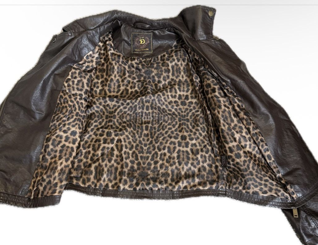Other Vintage Dollhouse brown leather jacket. Leopard print lining Size S / US 4 / IT 40 - 3 Thumbnail