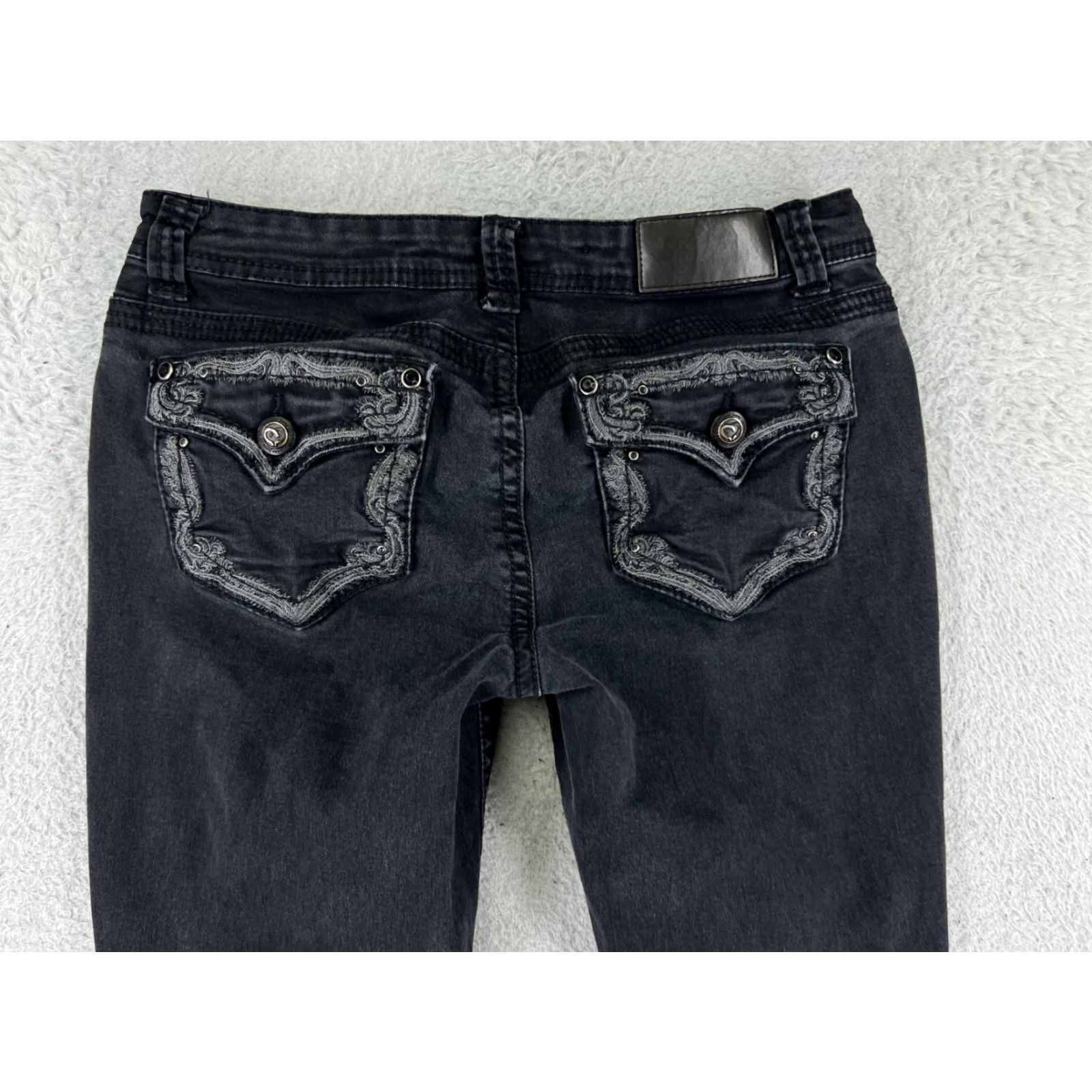 Vintage Shyanne Jeans Bootcut Denim Black 32 Womens Cotton Stretch Embroidered 5-Pocket Inseam 31 Size 24" / US 00 / IT 34 - 3 Thumbnail