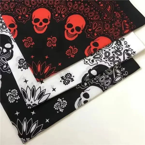 Japanese Brand 3pcs Printed Skull Square Cotton Bandanas Size ONE SIZE - 4 Thumbnail