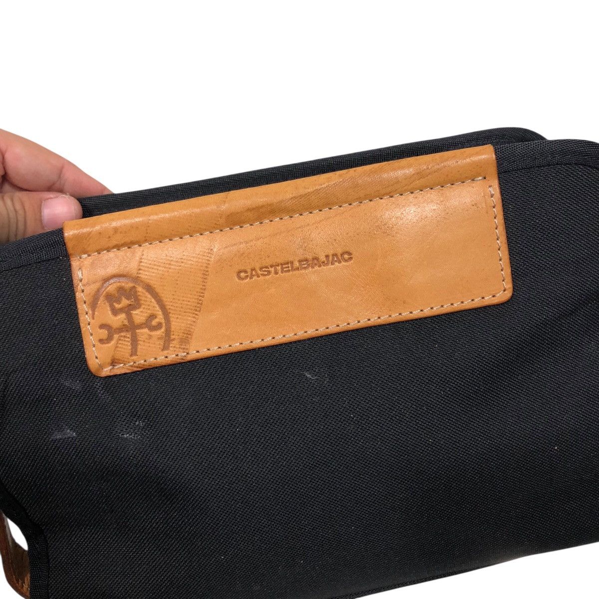 Jean Charles De Castelbajac 📌Rich Black Vintage Pouch Bag Leather Hand Castelbajac Size ONE SIZE - 9 Thumbnail