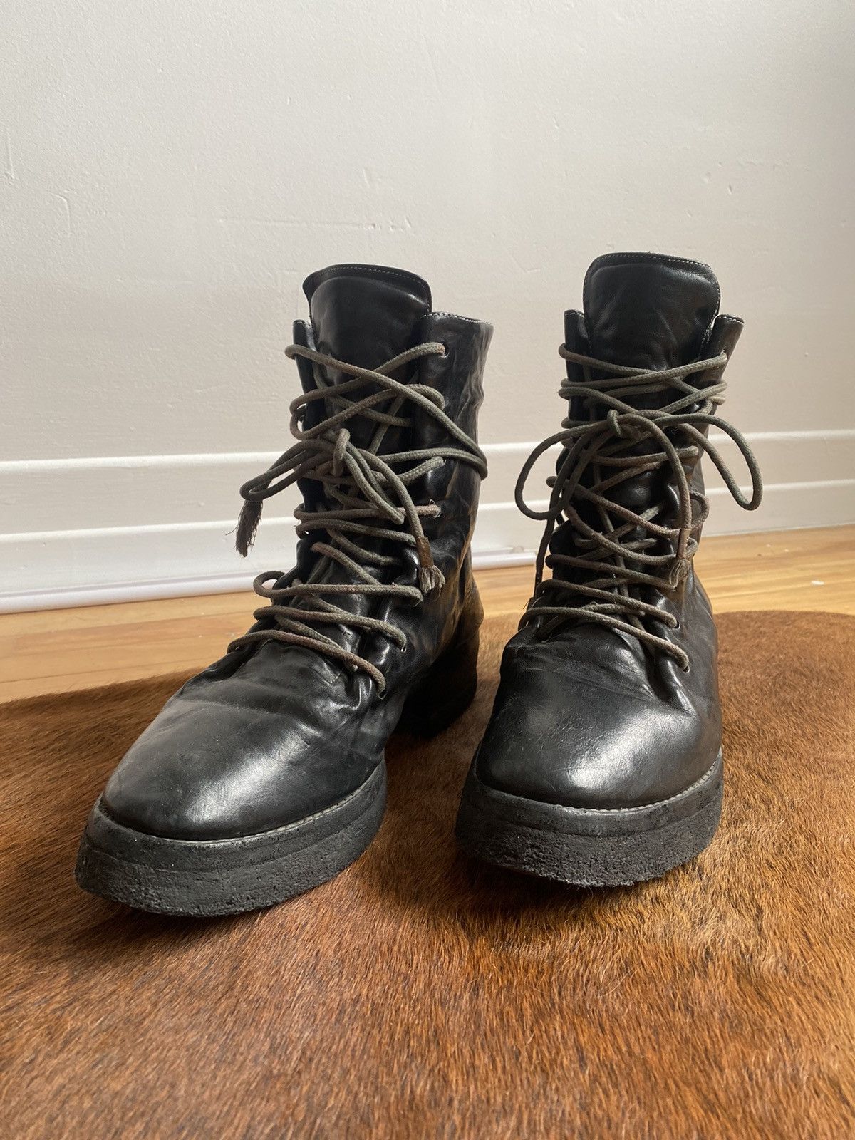 Carol Christian Poell Portable Paper Dart Combat Boots | Grailed