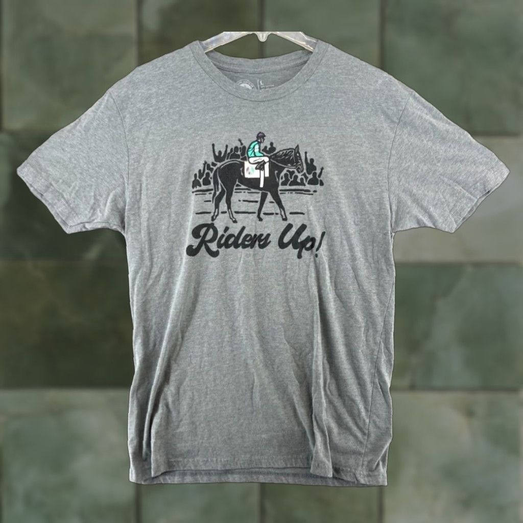 CO Riders Up Mens T Shirt Large Gray Equestrian Racing Size US L / EU 52-54 / 3 - 1 Thumbnail