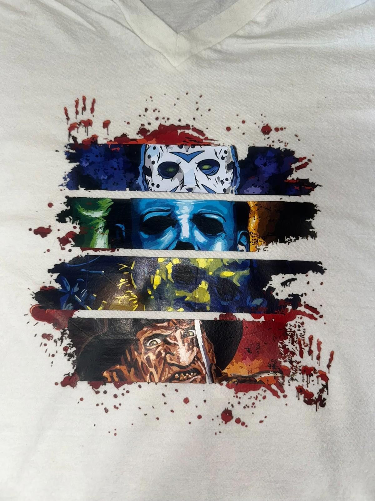 The Unbranded Brand Size L Horror Graphic Shirt – Bloody Vibes, V-Neck Cut Size US L / EU 52-54 / 3 - 1 Thumbnail
