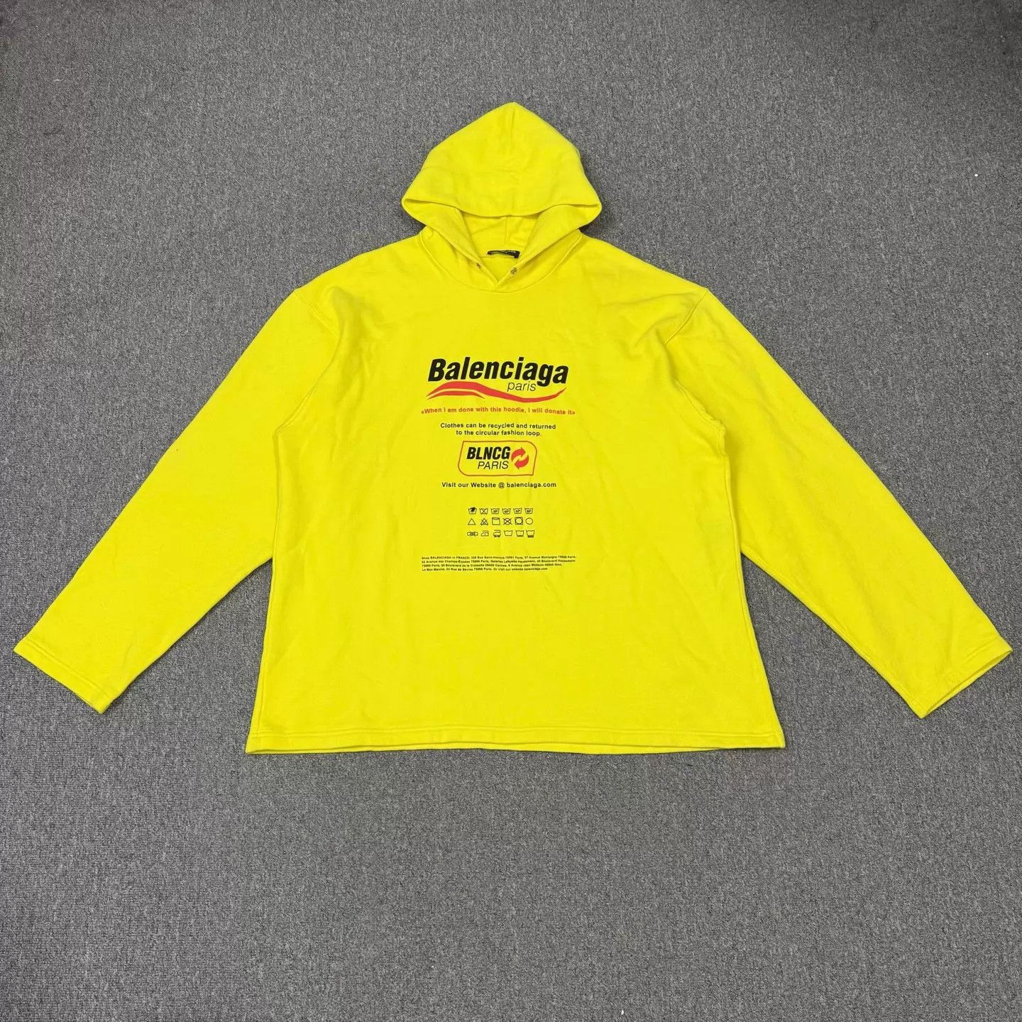 Balenciaga Balenciaga Yellow Eco Hoodie S 99 New Size S / US 4 / IT 40 - 1 Thumbnail