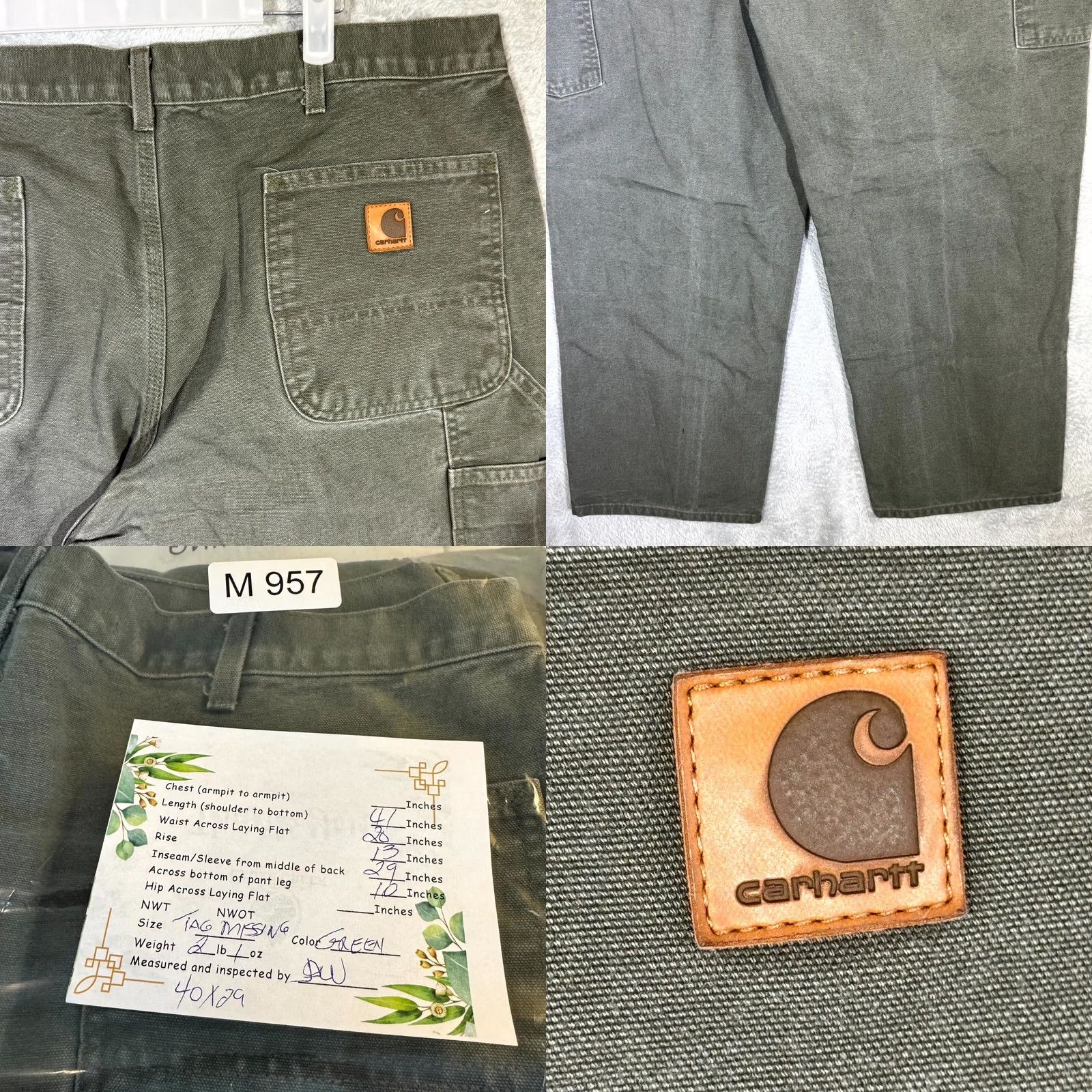 Carhartt Carhartt Carpenter Jeans 40x29 Green Denim High-Rise Straight Mens Jeans Size US 40 / EU 56 - 8 Thumbnail