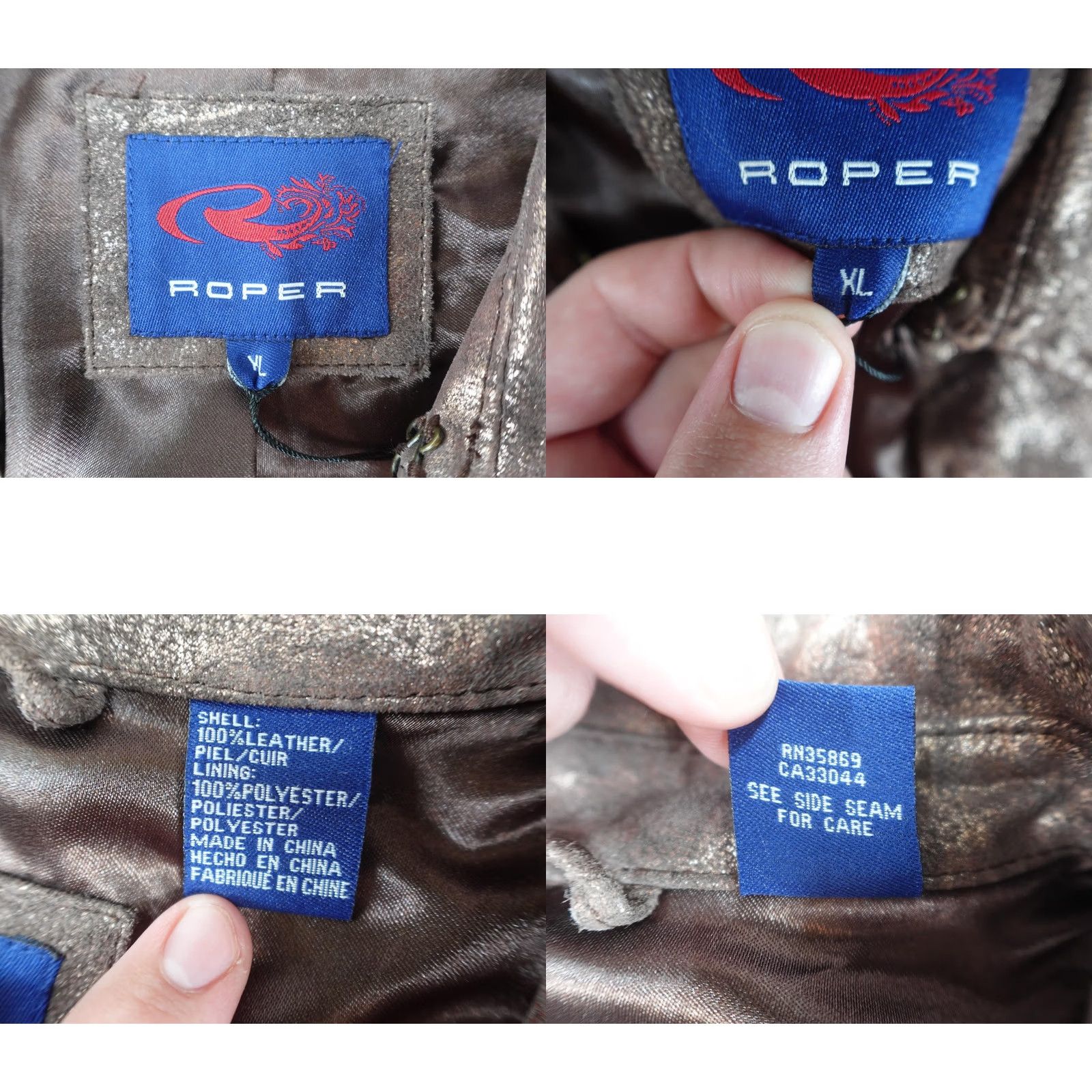 Roper Roper Leather Jacket Womens XL Brown Hook Front Western Shirt Jacket Casual Size XL / US 12-14 / IT 48-50 - 8 Thumbnail