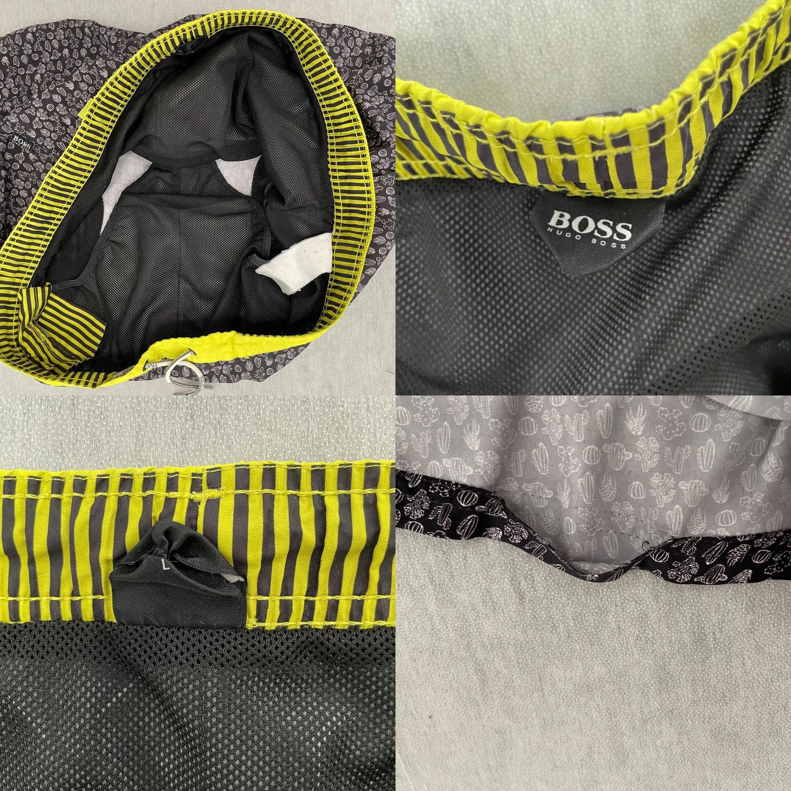 Hugo Boss HUGO BOSS Shorts Mens L Black Cactus All Over Print Swim Trunks Lined Men Size US 33 - 8 Thumbnail