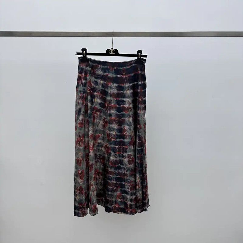 Dior Multicolor Silk Midi Skirt 0089