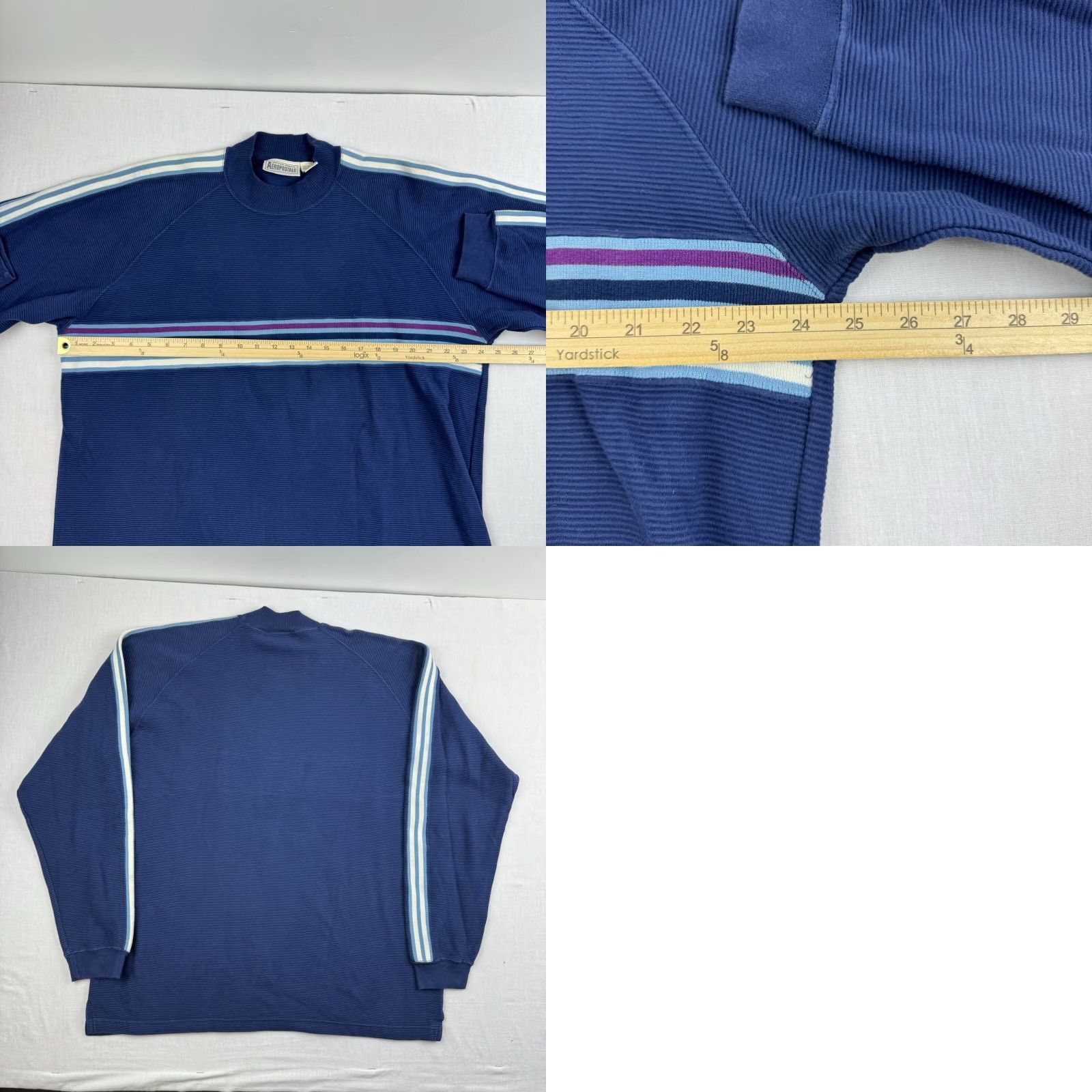 Aeropostale VINTAGE Aeropostale Sweatshirt Men XL Blue Striped Mock Neck Grunge Y2K 90s Pullover Mens Size US XL / EU 56 / 4 - 8 Thumbnail