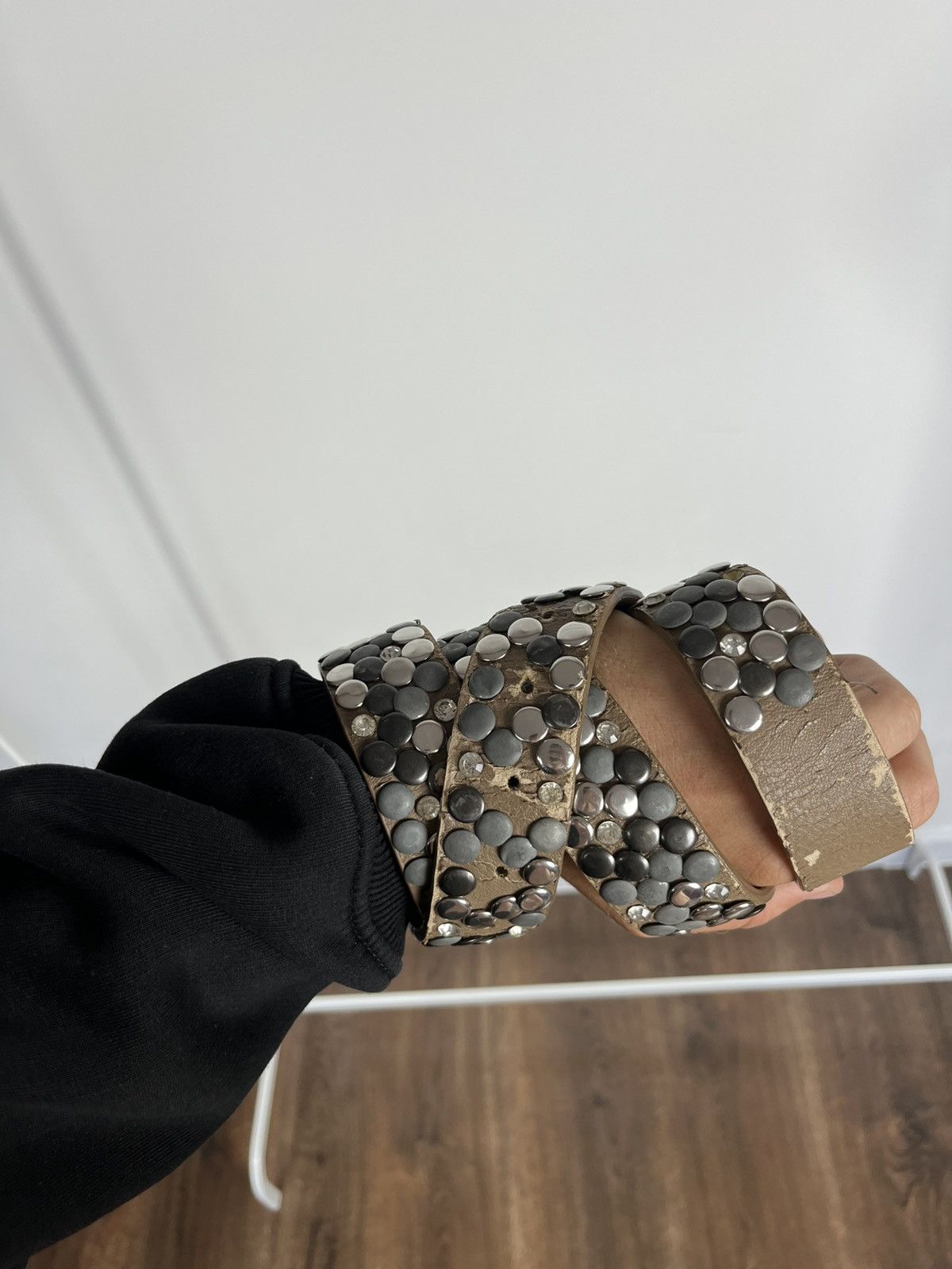 Other Vintage Studded Punk Belt 105cm 41in Rock Goth Metal Buckle Size ONE SIZE - 4 Thumbnail