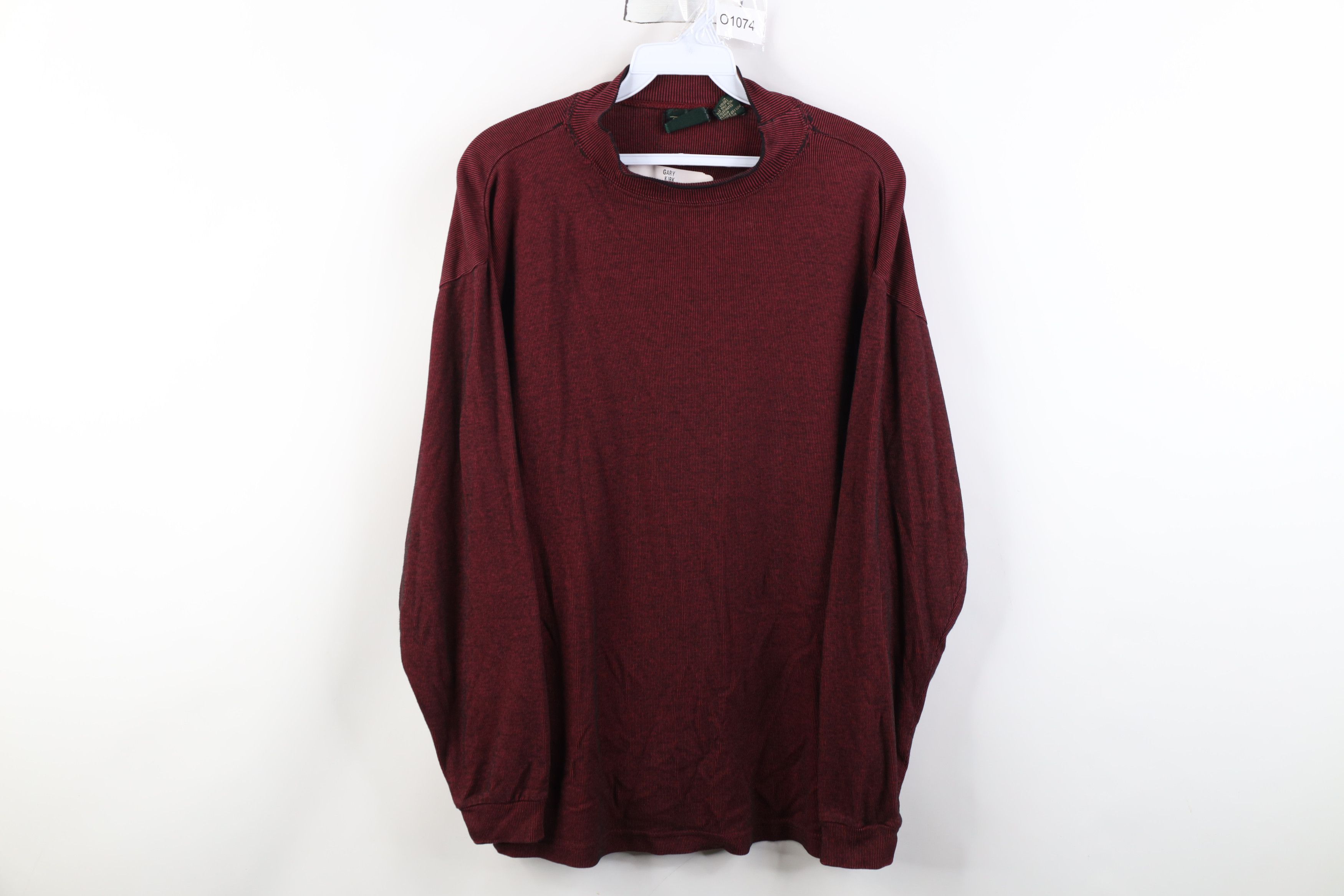 Vintage Vintage 90s Streetwear Ribbed Knit Mock Neck T-Shirt Red Size US M / EU 48-50 / 2 - 1 Thumbnail