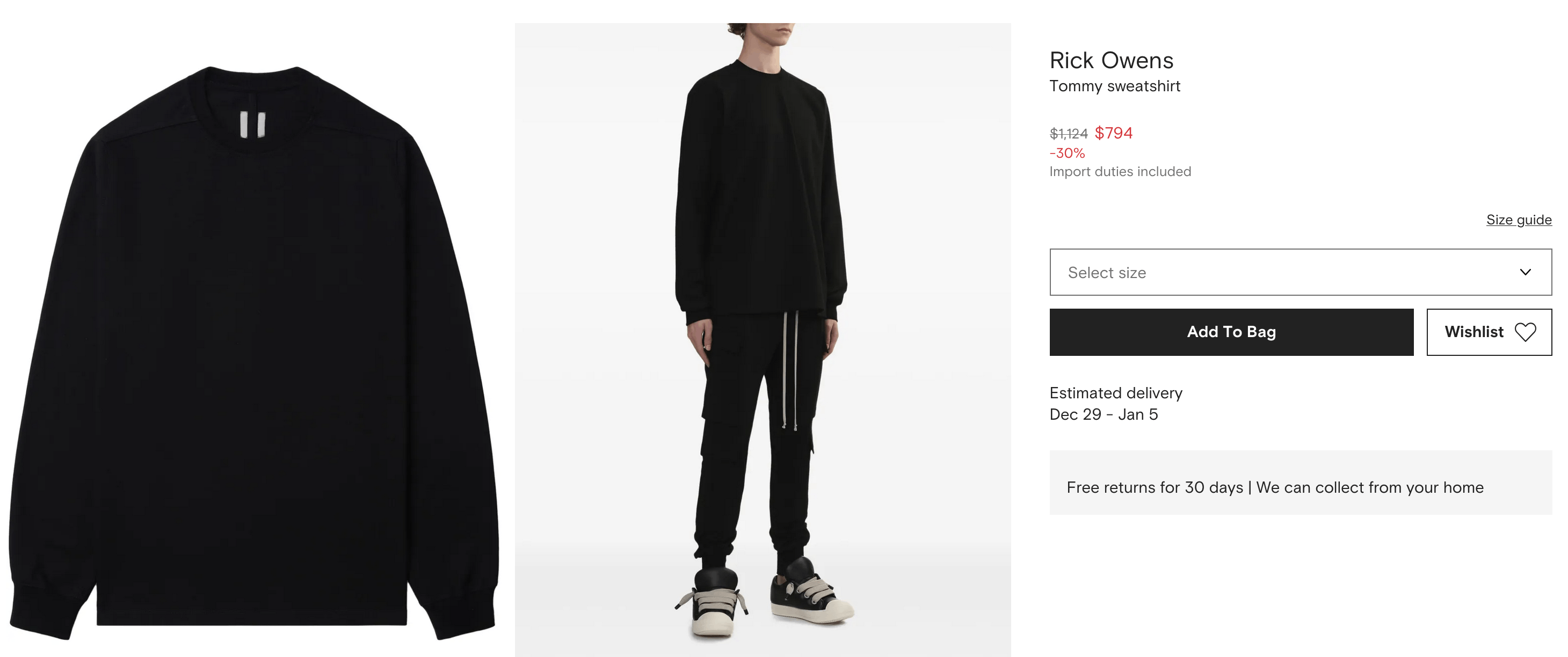 Rick Owens SS25 hollywood tommy sweatshirt Size US XL / EU 56 / 4 - 9 Thumbnail