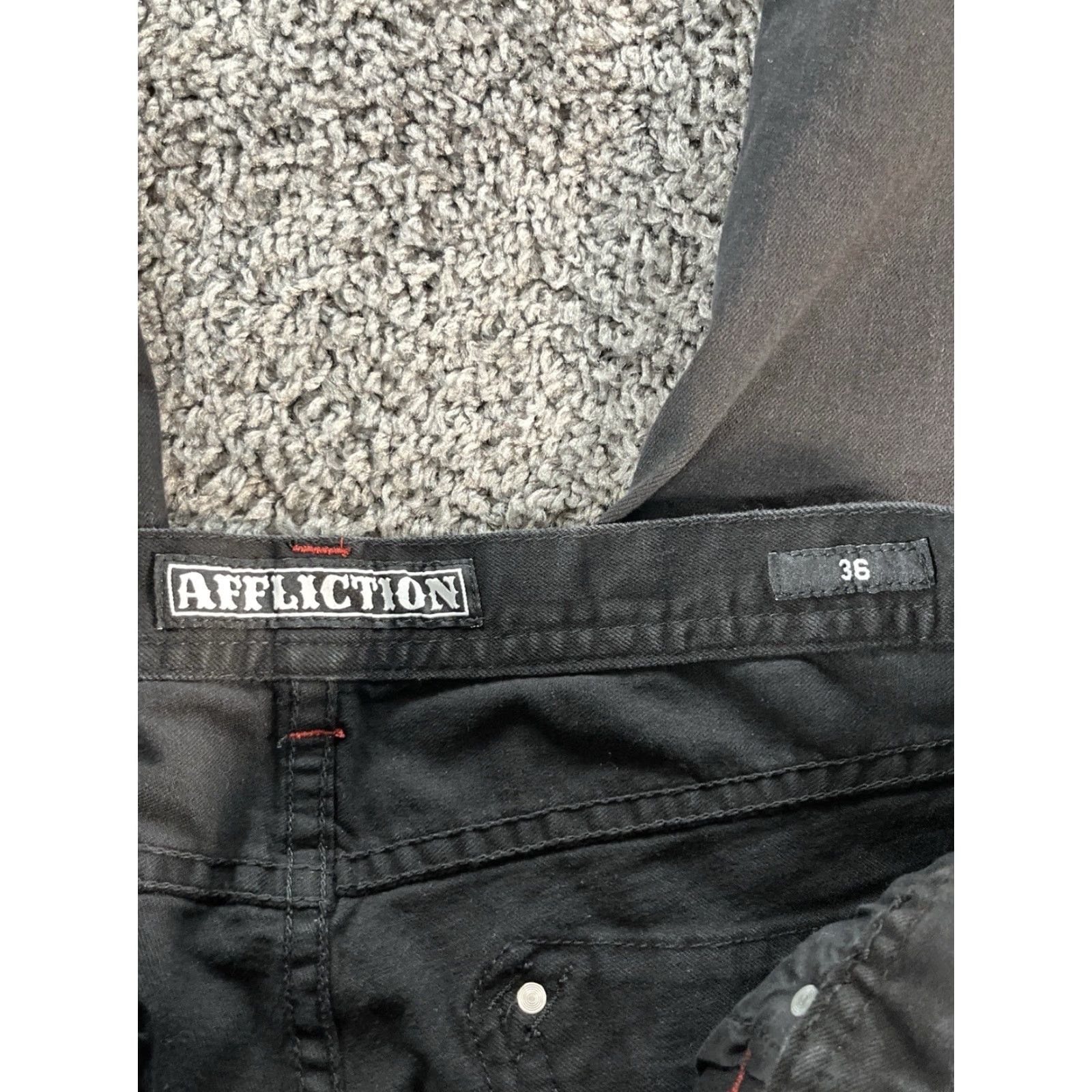 Affliction Affliction Jeans Mens 38x34 Distressed Dark Wash Premium Gage Denim Blue Jeans Mens 38 Regular Distressed Size US 38 / EU 54 - 5 Thumbnail