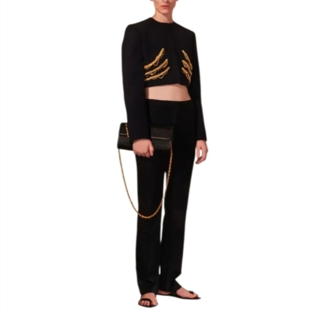 Schiaparelli FW20 Daniel Roseberry Wool-Silk Cigarette Trousers Size 32" / US 10 / IT 46 - 7 Thumbnail