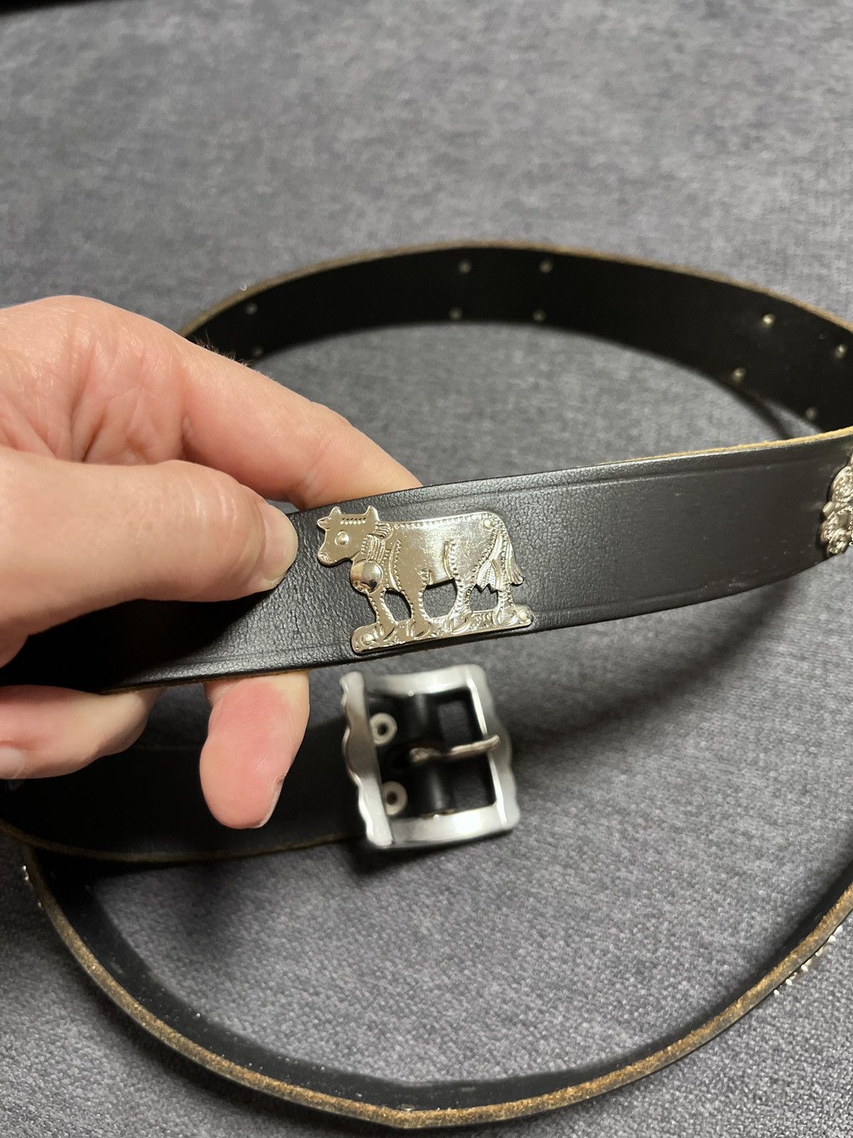 Cowboy Equipment × Vintage Etro Style Vintage Swiss Leather Cows Belt Size ONE SIZE - 7 Thumbnail