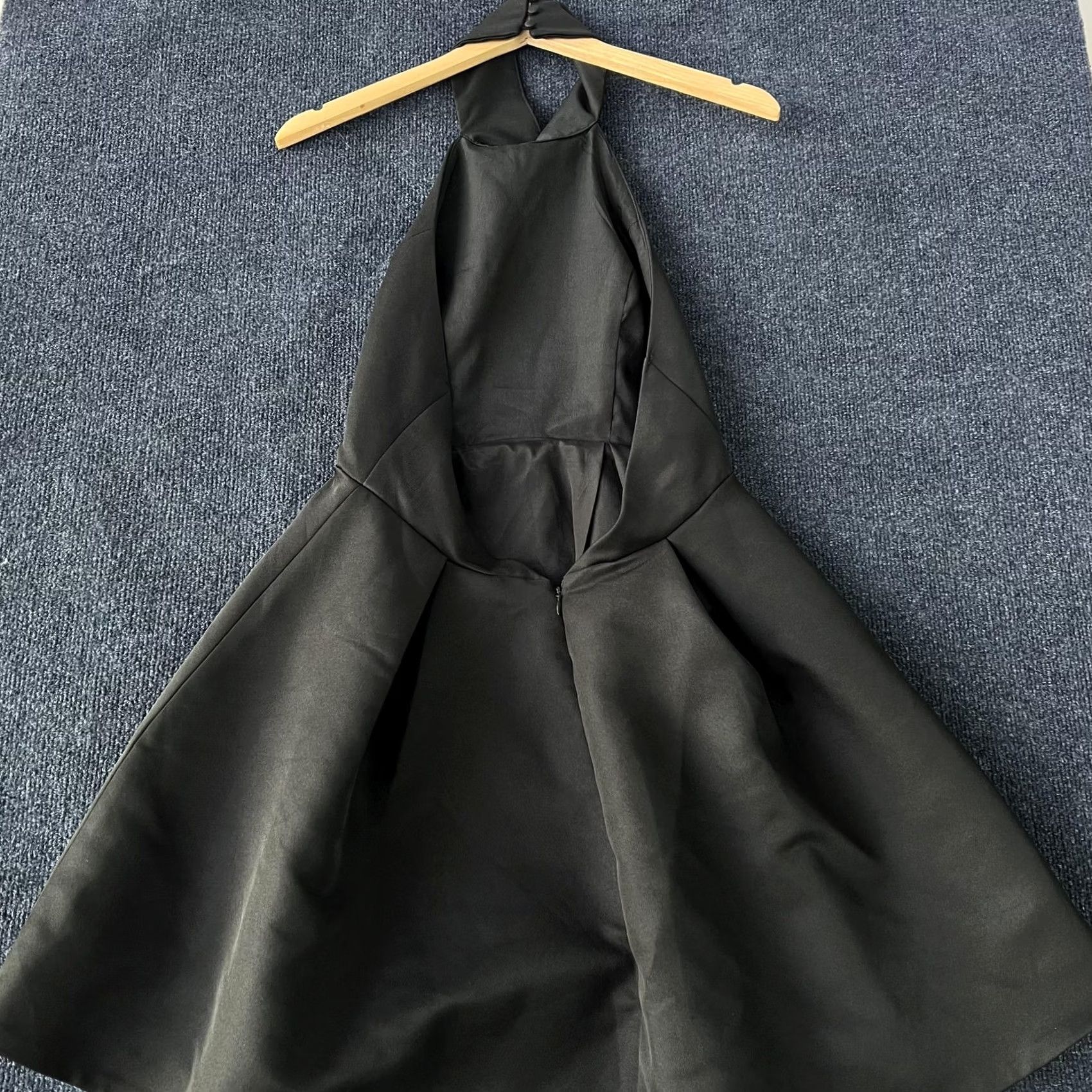 Vintage Mustard Seed Dress Womens Medium Black Halter Mock Neck Fit Flare Mini K6091QAZ Size M / US 6-8 / IT 42-44 - 3 Thumbnail