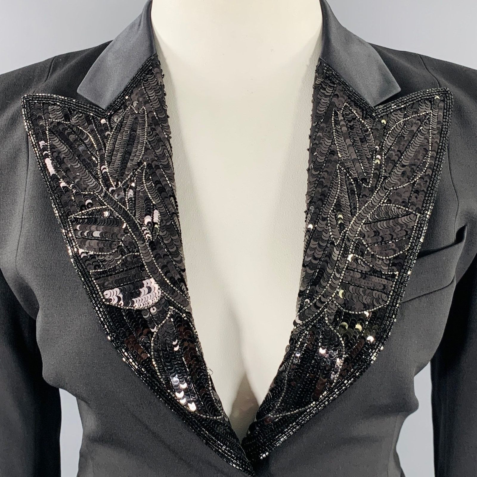 Emilio Pucci EMILIO PUCCI 12 Black Wool Mohair Sequined Jacket Blazer Size L / US 10 / IT 46 - 2 Thumbnail
