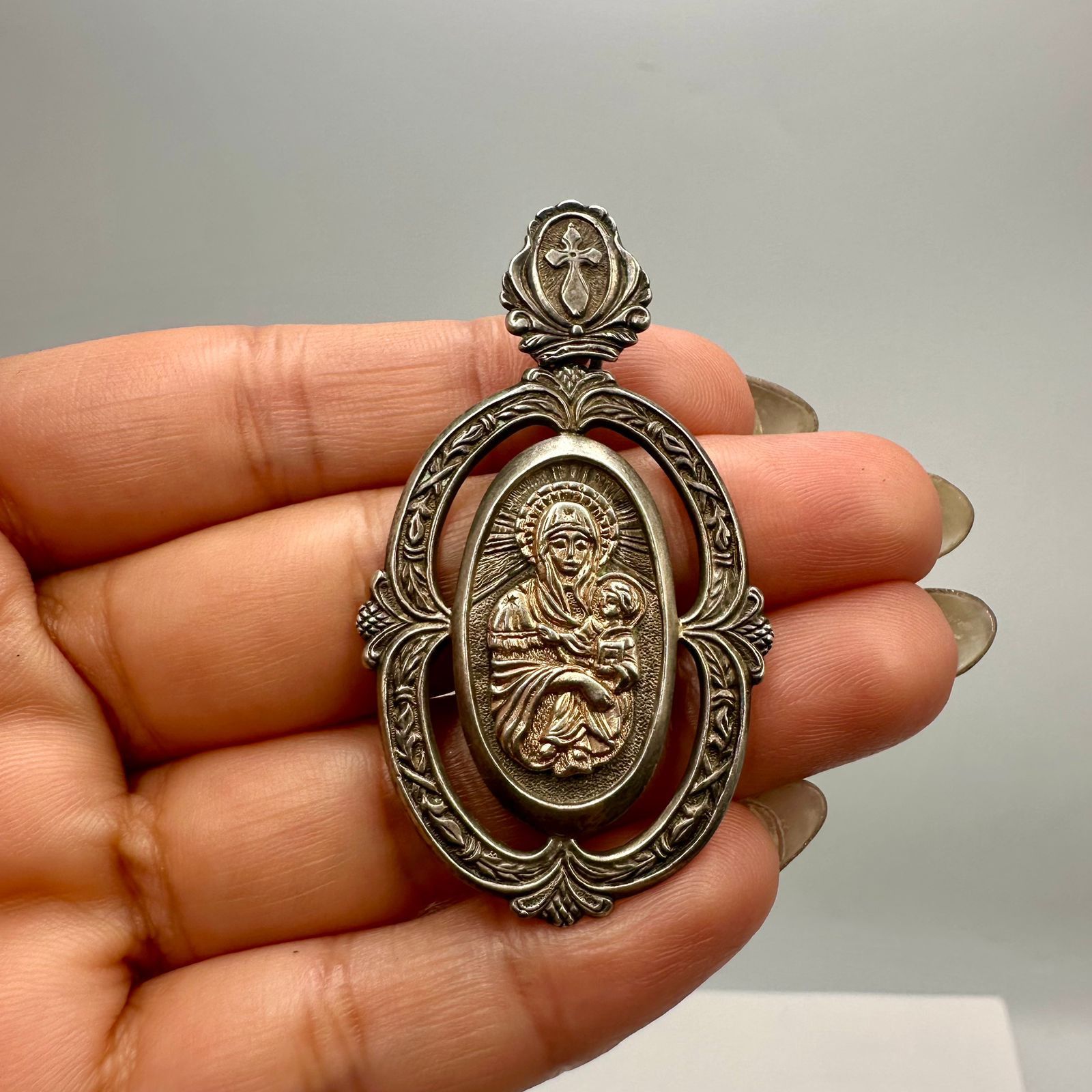Vintage Vintage Sterling Silver 925 Mary & Child Pendant 10.4g Size ONE SIZE - 8 Thumbnail