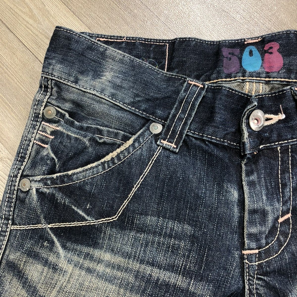 If Six Was Nine 🇯🇵 2000s Edwin 503 Faded Lgb Goa Buckle Back Flared Jeans Size US 28 / EU 44 - 7 Thumbnail