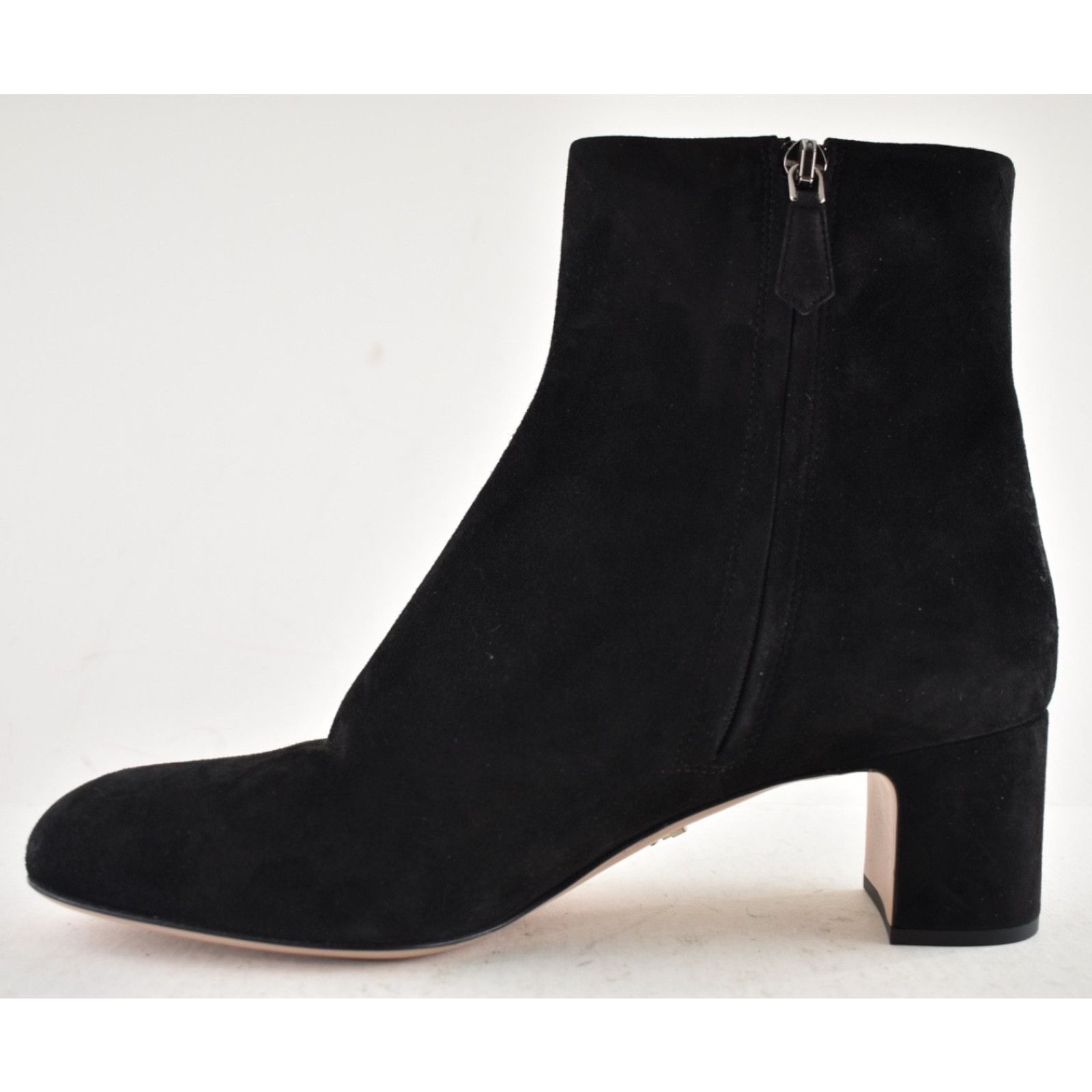 Prada Prada 55MM Tronch Black Suede Silver Logo Short Ankle Size US 8.5 / IT 38.5 - 8 Thumbnail