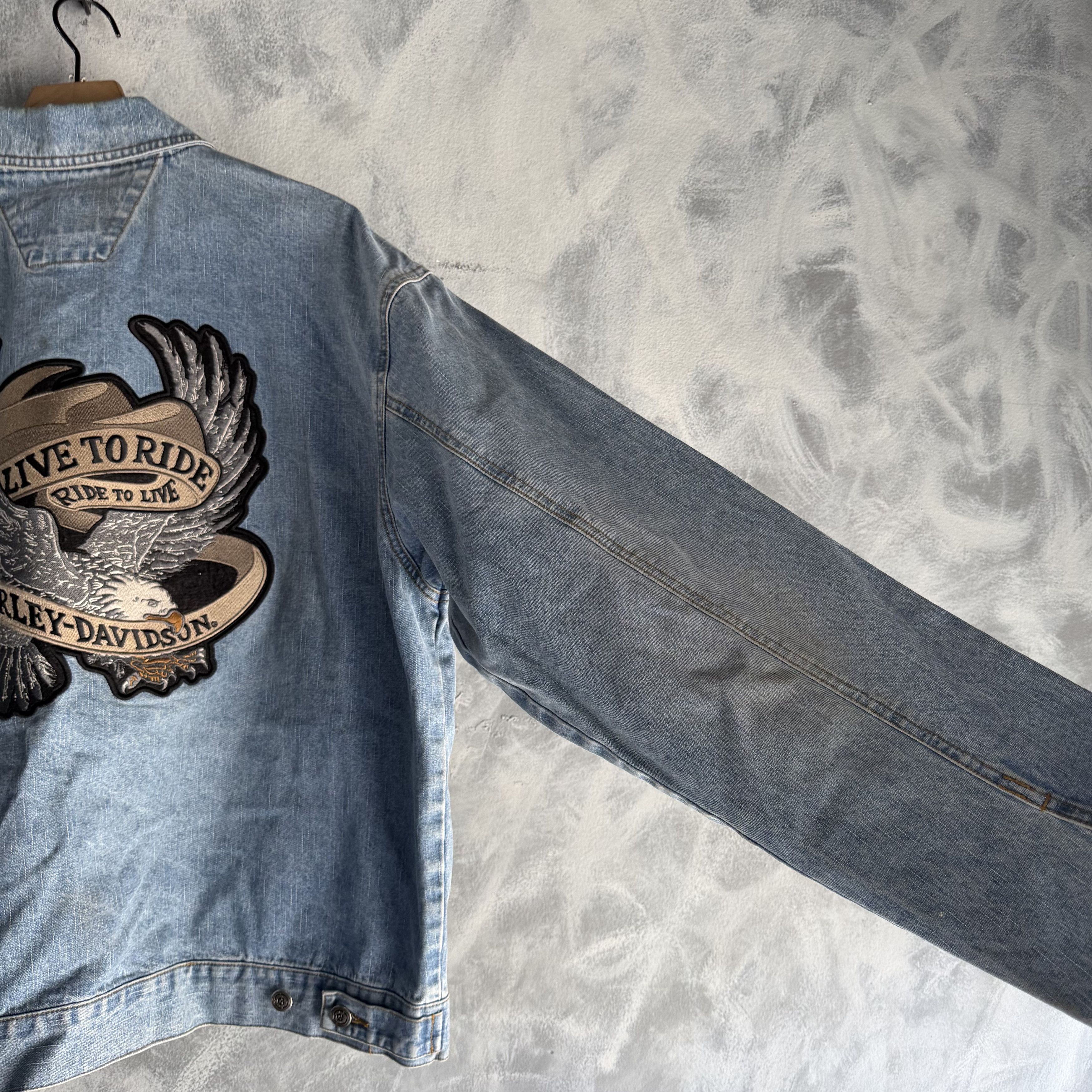 Harley Davidson Harley Davidson Genuine Denim Jean Jacket Mens Eagle Biker Size US XL / EU 56 / 4 - 8 Thumbnail
