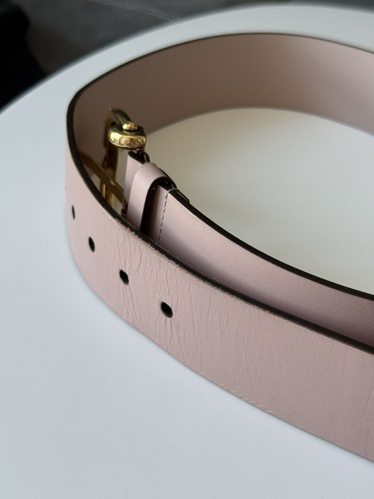 Gucci Gucci Pink Calfskin Gold Horsebit Buckle Belt Size 80/32 Size ONE SIZE - 6 Thumbnail