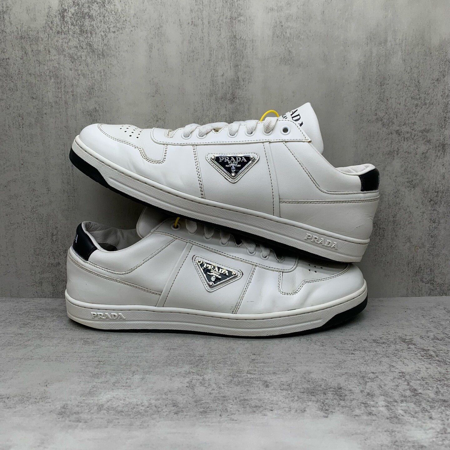 Prada Prada White Triangle Logo Sneakers Size US 10 / EU 43 - 2 Thumbnail