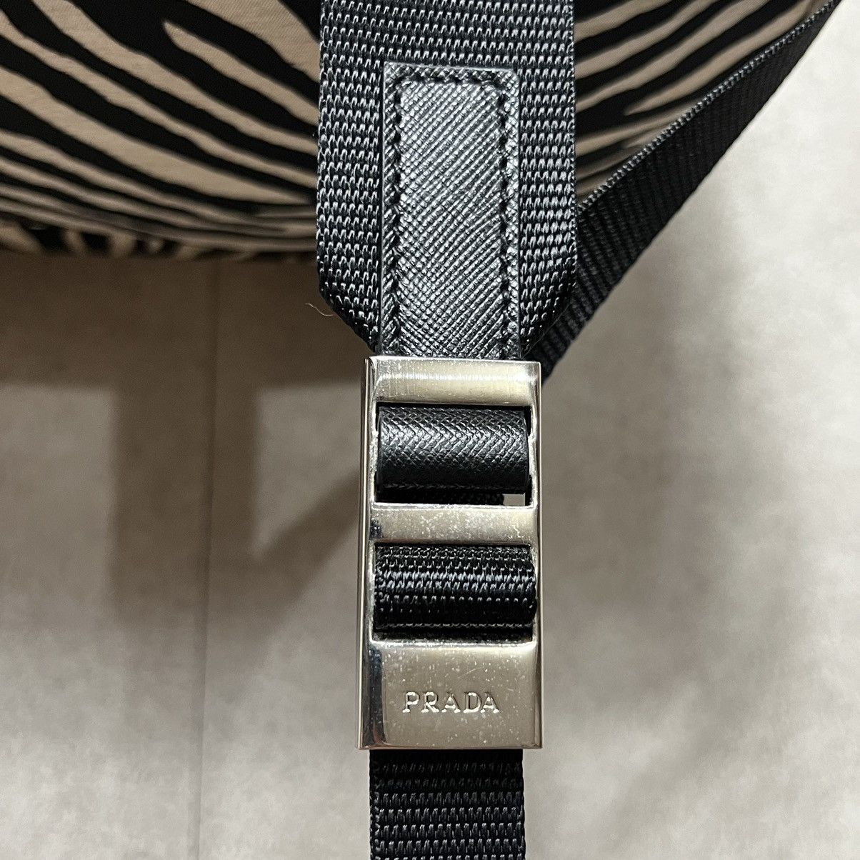 Prada Prada Logo Plate Zebra Backpack Size ONE SIZE - 4 Thumbnail