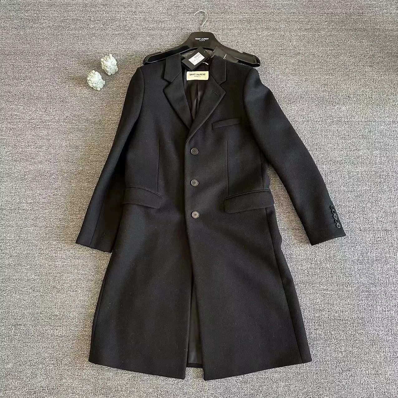 Saint Laurent Paris Saint Laurent Black Long Wool Coat Size S / US 4 / IT 40 - 1 Thumbnail