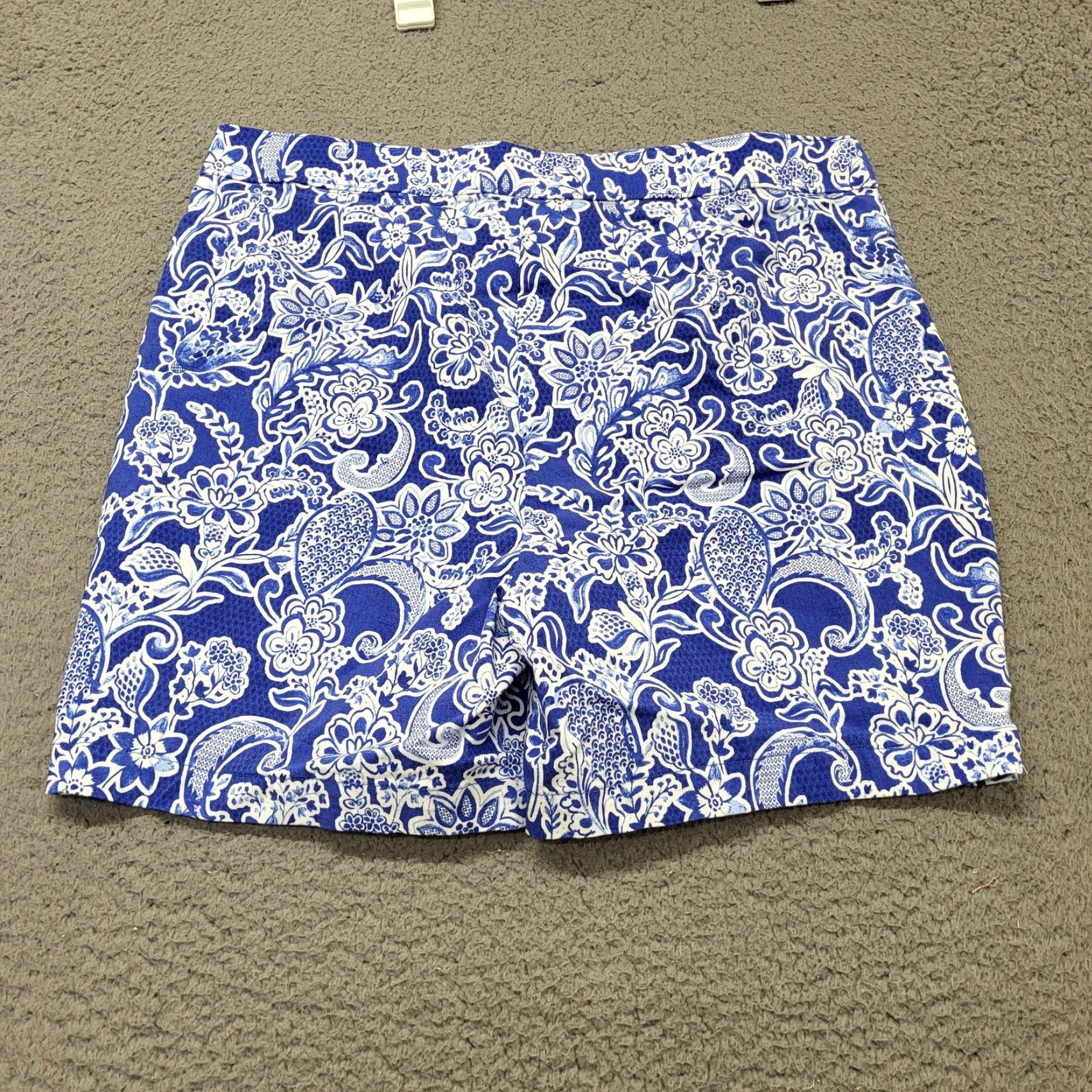 Vintage Rafaella Shorts Bermuda Floral Abstract Artsy Paisley Blue Womens 16 Stretch Pocket Built-In Size 16 Regular Size 38" / US 16 / IT 52 - 3 Thumbnail