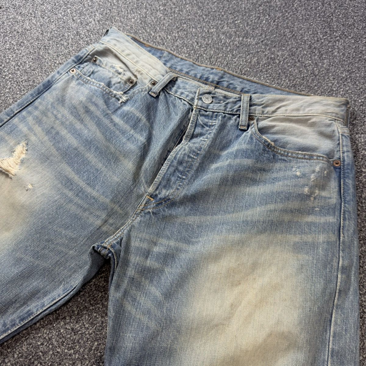 Engineered Garments × Levi's Vintage Y2K Levis 501 Wideleg Heavy Faded Washed Denim Jeans Size US 33 - 3 Thumbnail