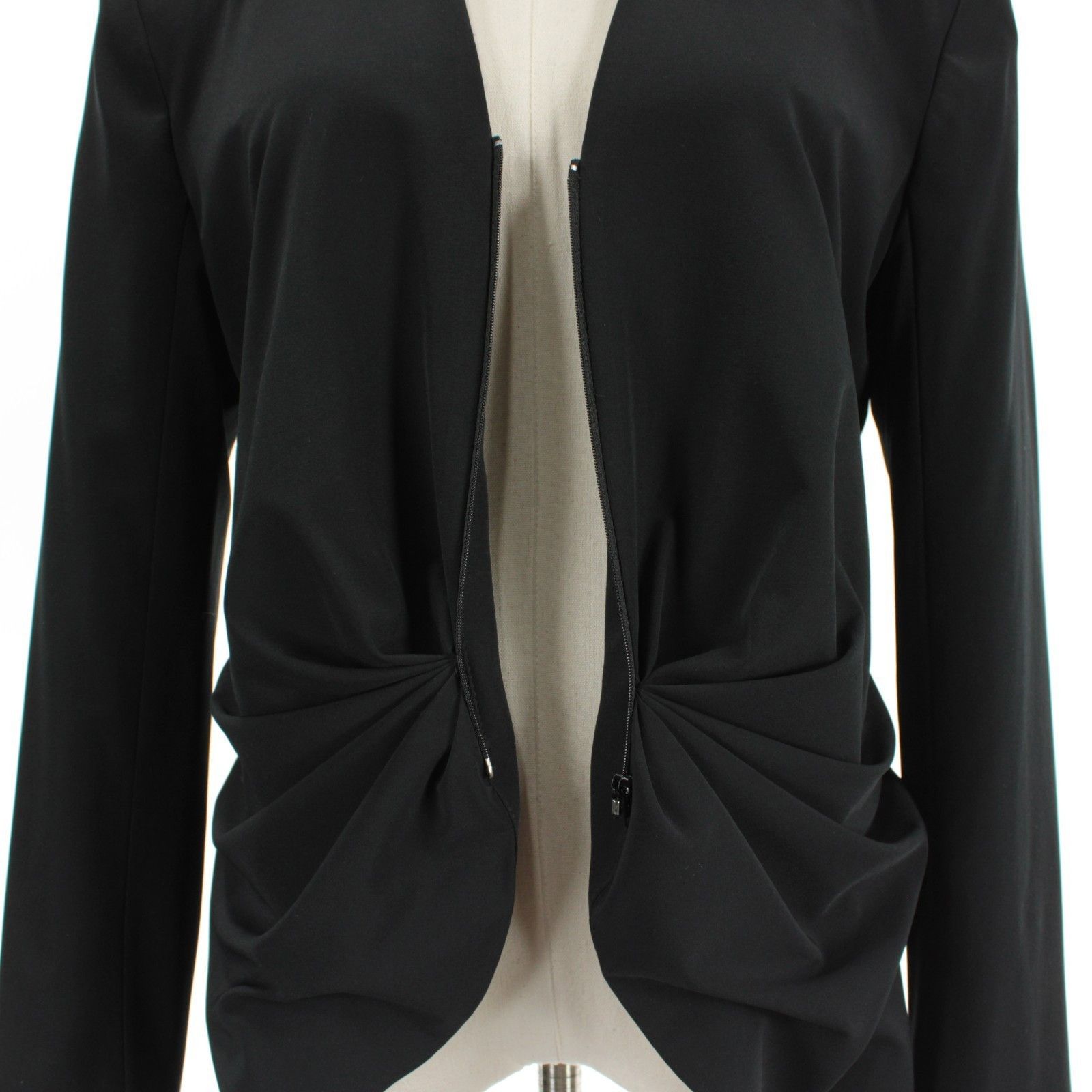 SMYTHE Smythe Black Ruched Blouse w/ Zipper & Shoulder Pads Size 10 Size L / US 10 / IT 46 - 5 Thumbnail