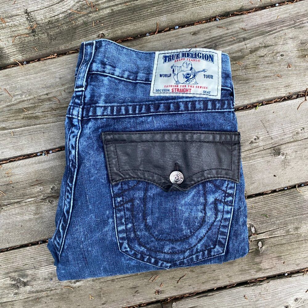 True Religion × Vintage Vintage True Religion Jeans Size 34 Straight 'Leather Tab' Size US 34 / EU 50 - 4 Thumbnail