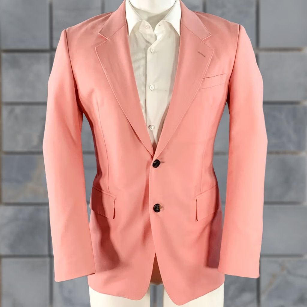 Alexander McQueen Alexander McQueen Size 40 Pink Wool Mohair Slim Fit Single Breasted Sport Coat Size US XXS / EU 40 - 1 Thumbnail