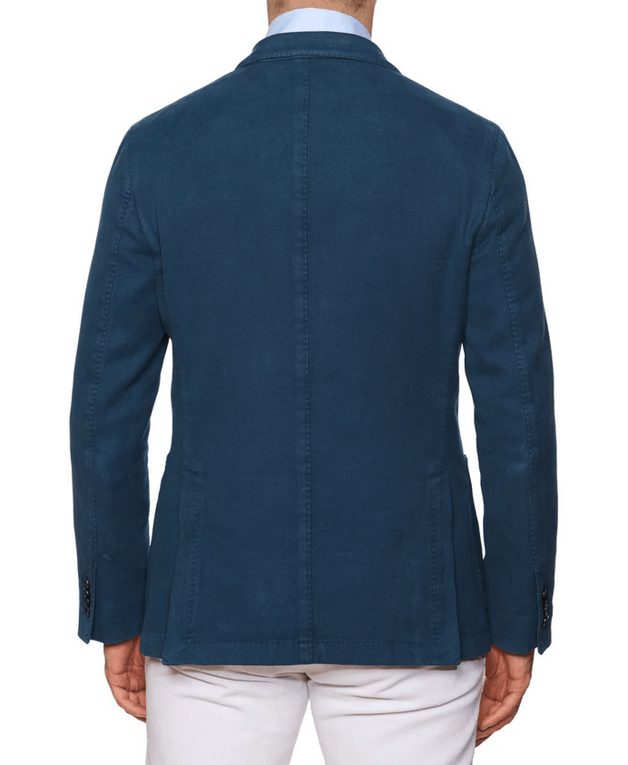 Boglioli Boglioli K-Jacket _ Double-Breasted, Blue Herringbone Cotton Size 40R - 2 Thumbnail