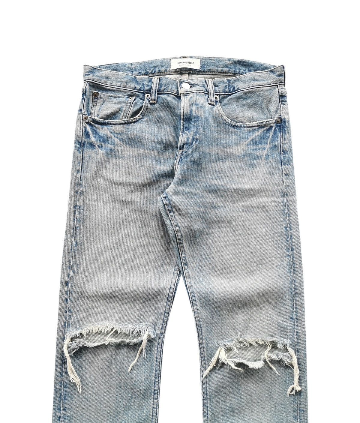 monkey time Monkey Time Chitch Punk Blue Shred Selvedge Jeans Size US 31 - 6 Thumbnail