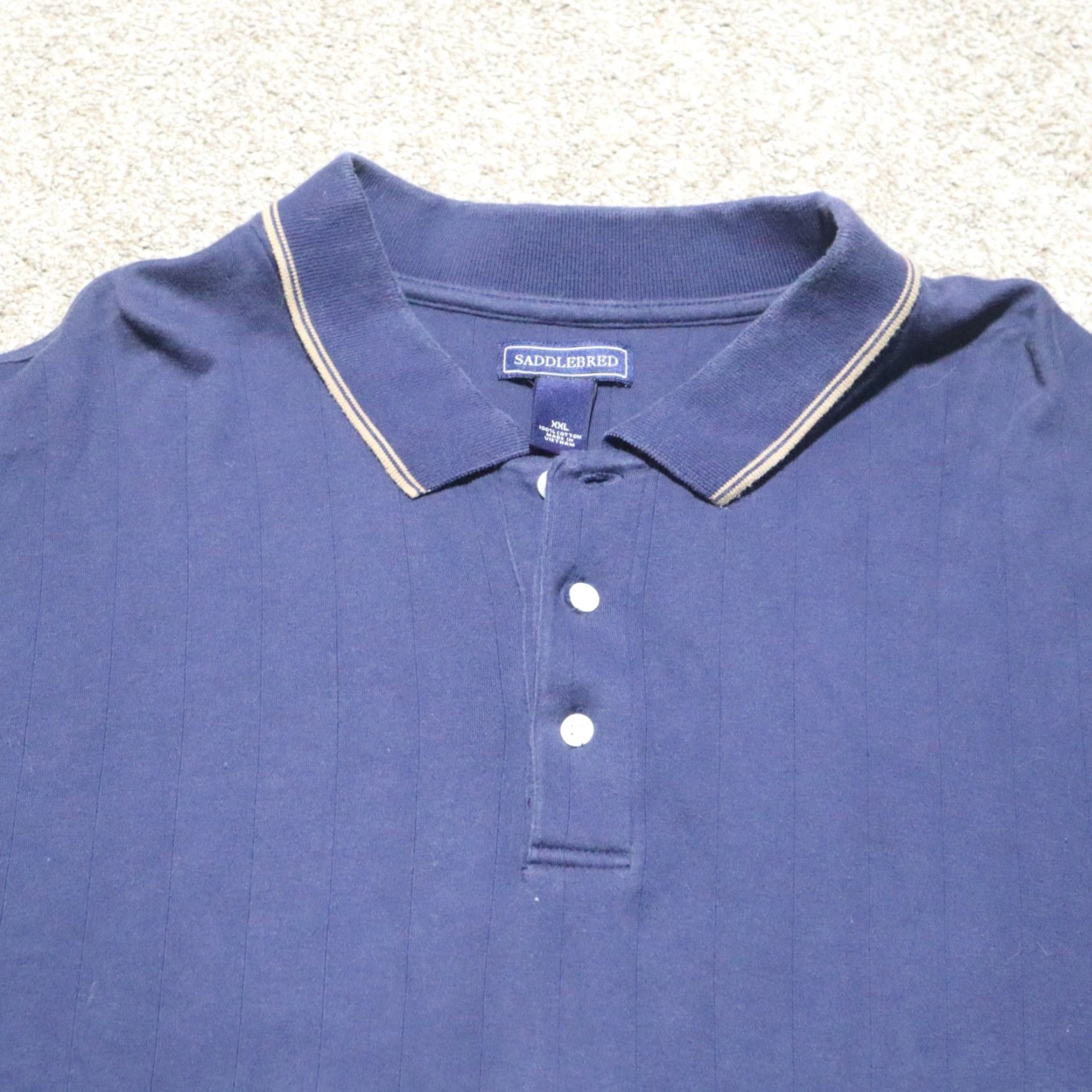 Vintage Saddlebred Polo Shirt Blue 2XL Men Shirt Short Sleeve Knit Cotton Blend Regular Classic Modern Buttonless Polo (No closure) Size US XXL / EU 58 / 5 - 2 Thumbnail