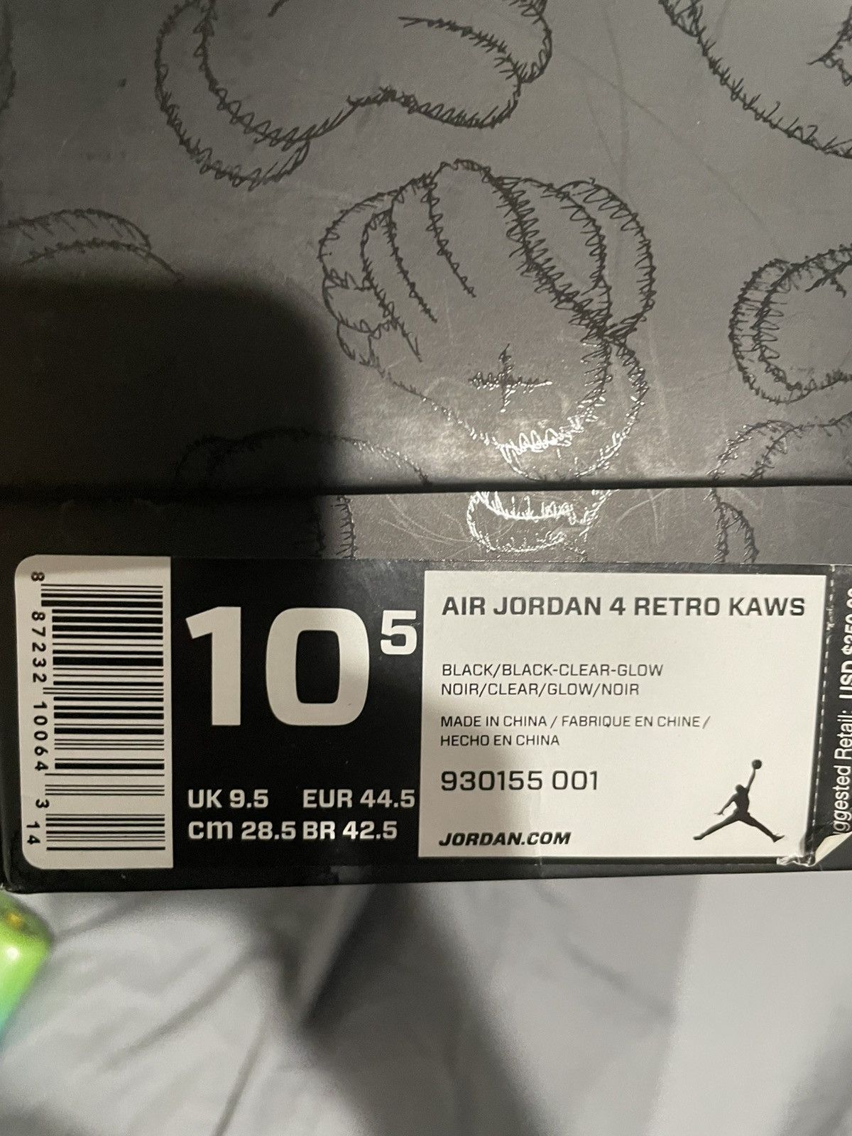 Jordan Brand Air Jordan 4 Kaws 2017 Black Size 10.5 Size US 10.5 / EU 43-44 - 15 Thumbnail