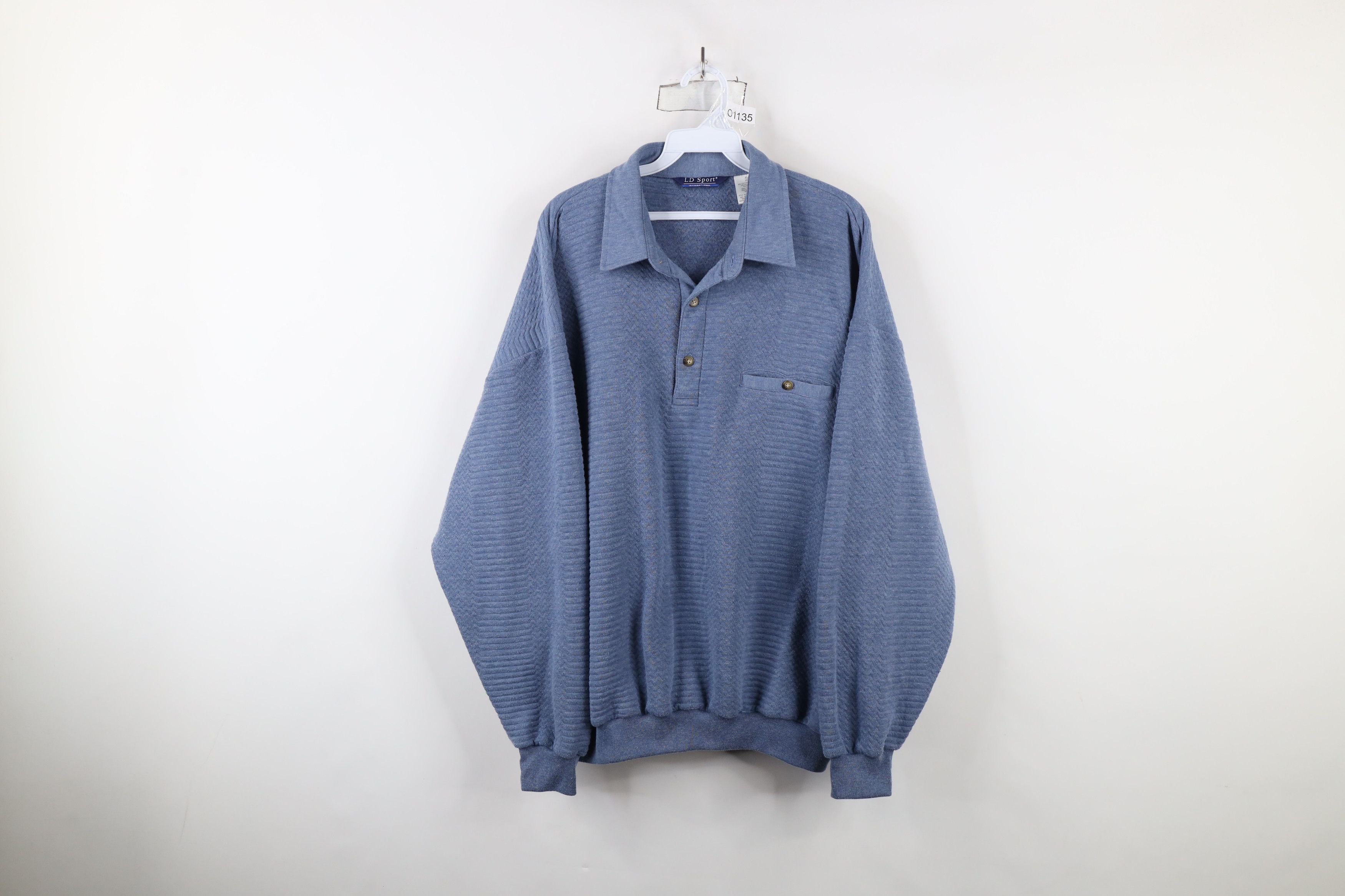 Vintage Vintage 90s Streetwear Knit Pullover Polo Shirt Blue Size US XL / EU 56 / 4 - 1 Thumbnail