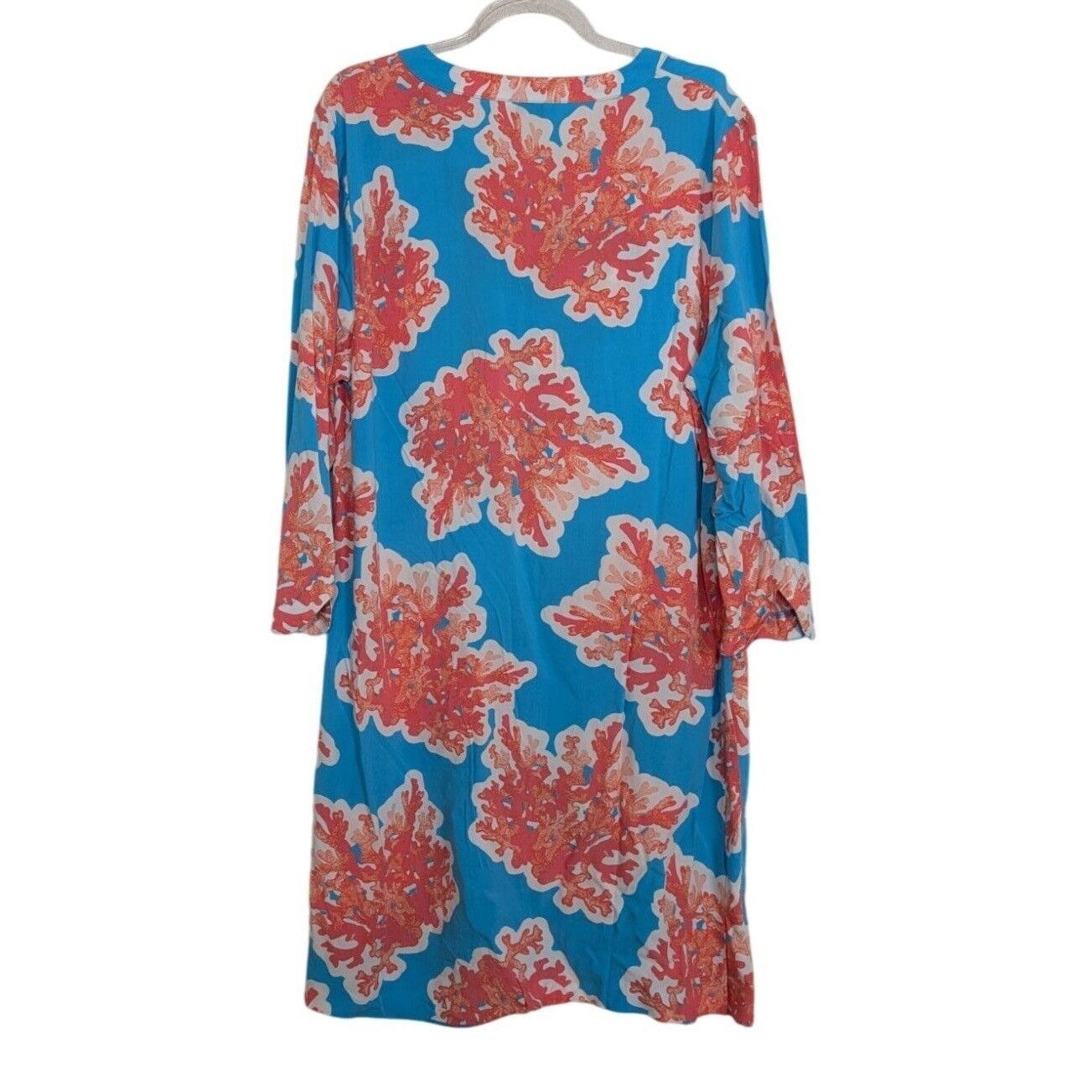 Designer Crown & Ivy Coral Dress Womens Size 12 Blue Pink Tropical Size XL / US 12-14 / IT 48-50 - 6 Thumbnail