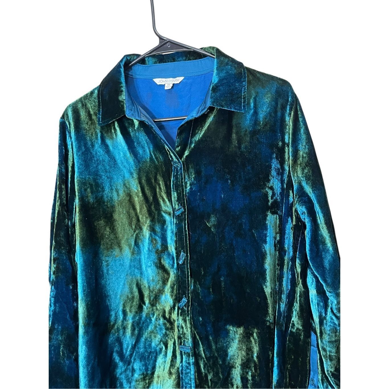 Other John Mark Tie Dye Green Blue Velvet Collared Tunic Size M Size M / US 6-8 / IT 42-44 - 2 Thumbnail