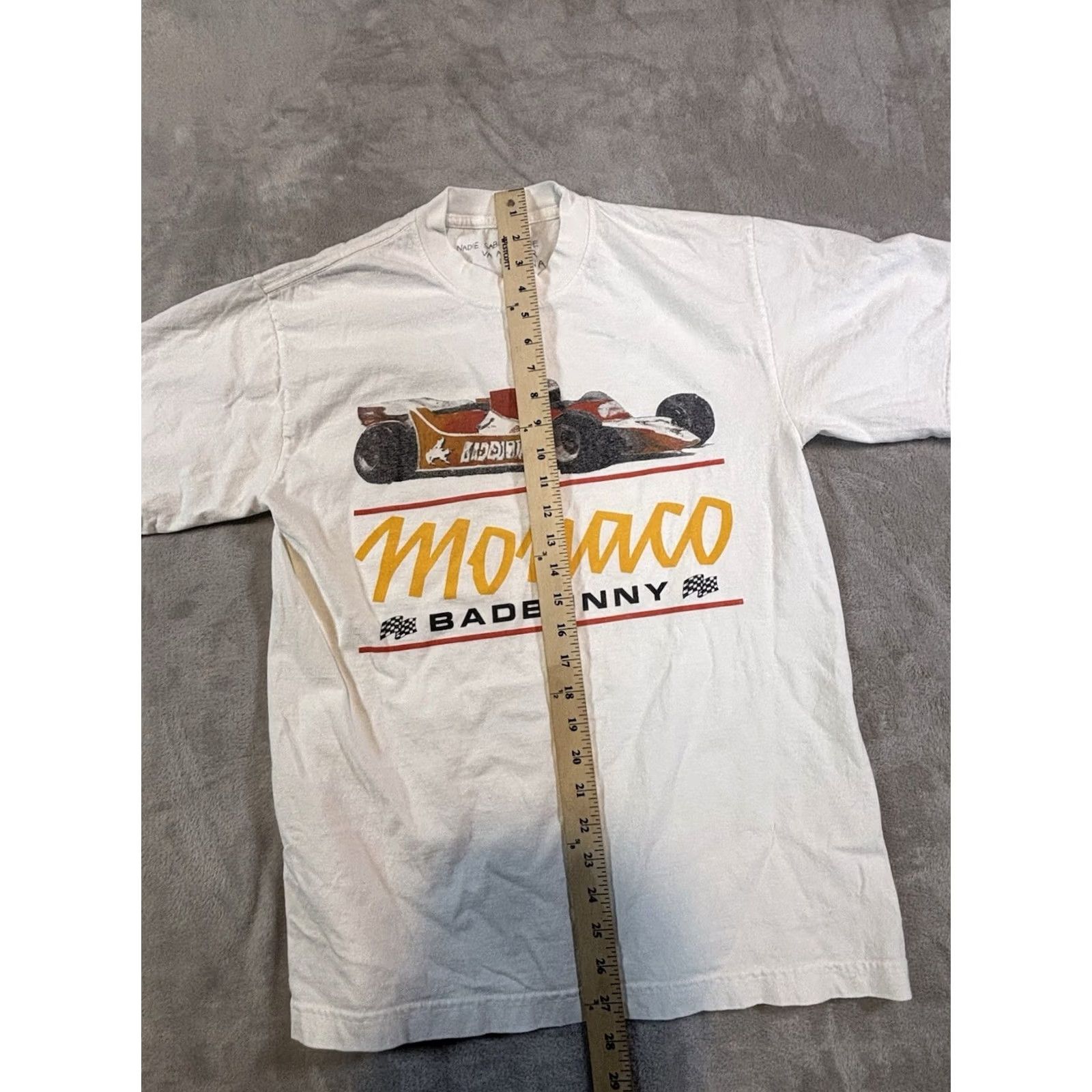 Vintage Bad Bunny Official Tour Merch "Nadie Sabe" Monaco Race Car Shirt Small Mens Cream Cotton Graphic Print Short Sleeve Crew Neck Vintage No Size US S / EU 44-46 / 1 - 5 Thumbnail