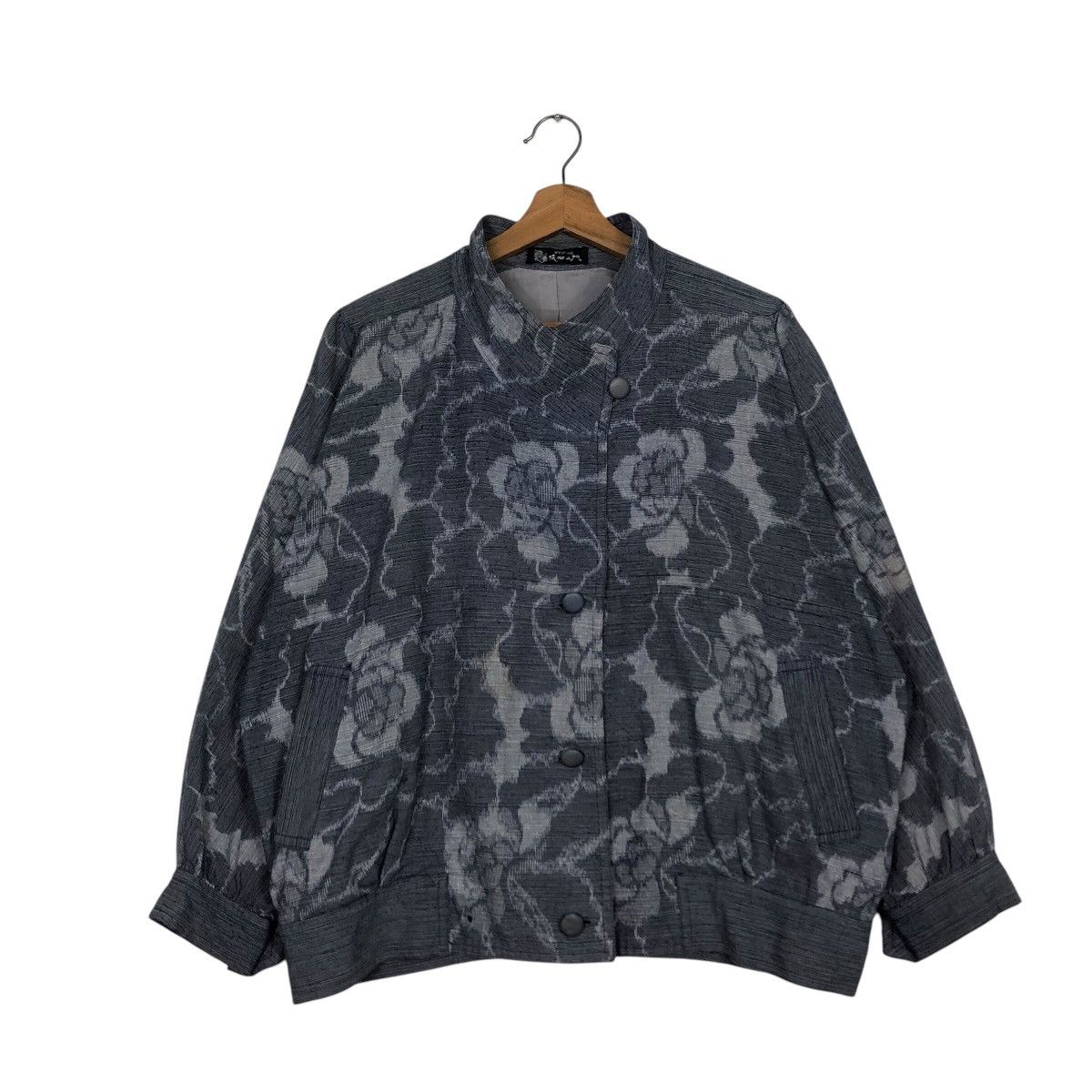 Issey Miyake 📌Vintage Bomber Jacket Quilted Flower Full Print Rich Grey Size US M / EU 48-50 / 2 - 2 Thumbnail