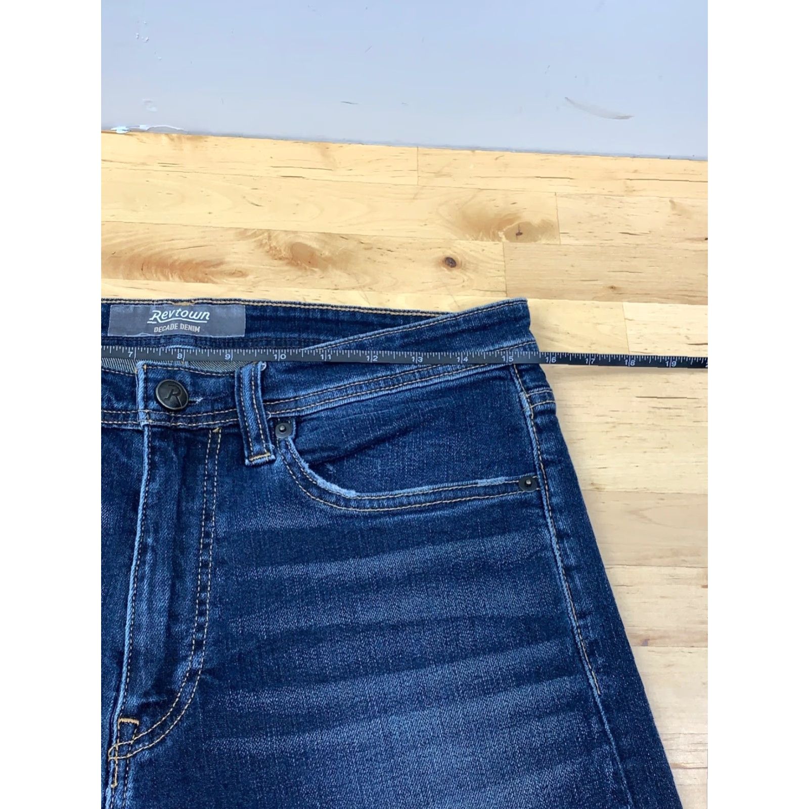 Denime Revtown Jeans Tapered Denim 31x31 Mens Blue Dark Wash Slim Regular 8753 Jeans Men Size US 31 - 7 Thumbnail