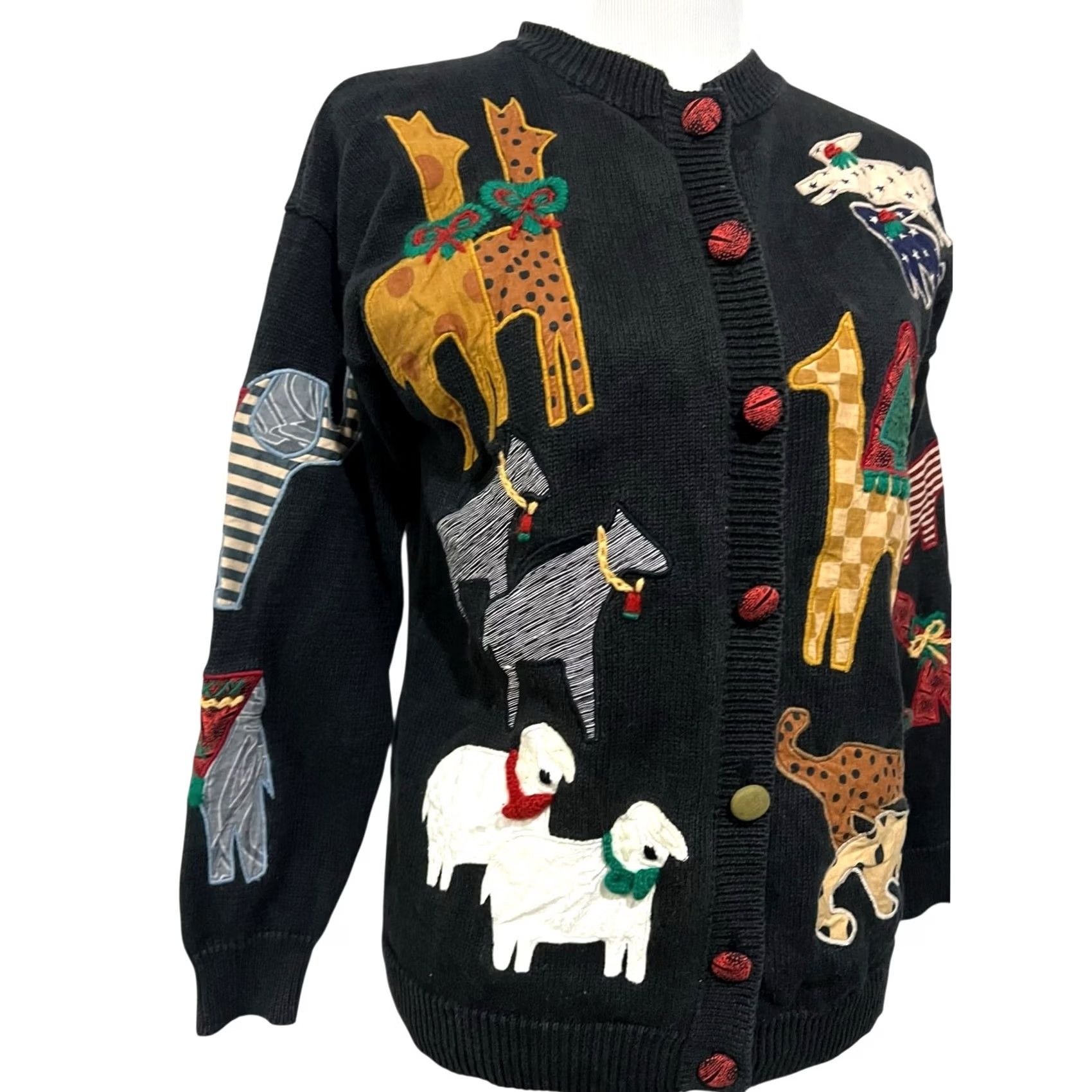Vintage VINTAGE Susan Bristol Noah's Ark Cardigan Sweater Hand Embroidered Size S Black Womens Cardigan Sweater Size S / US 4 / IT 40 - 3 Thumbnail