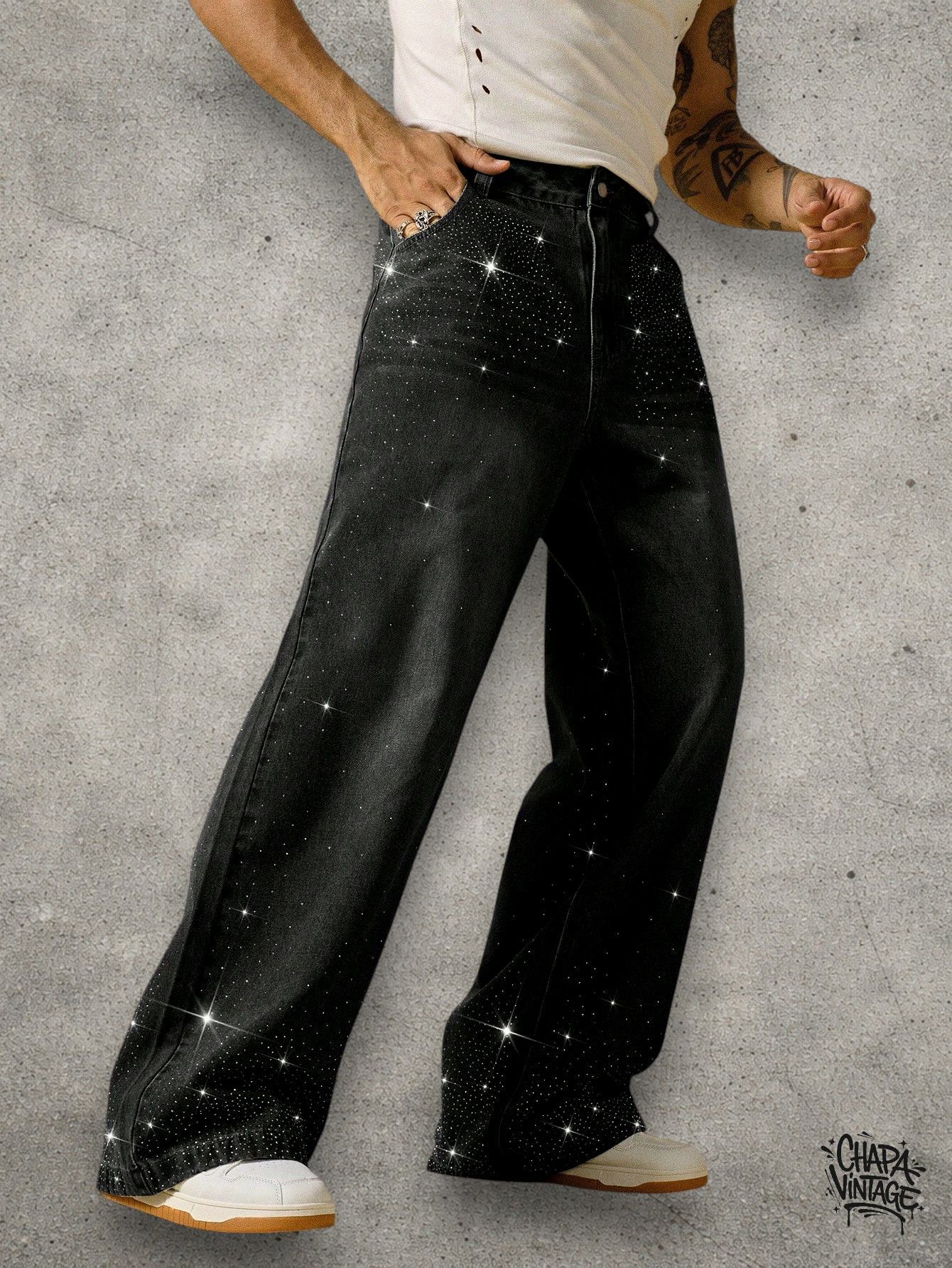 Vintage Rhinestone straight jeans Size US 32 / EU 48 - 2 Thumbnail